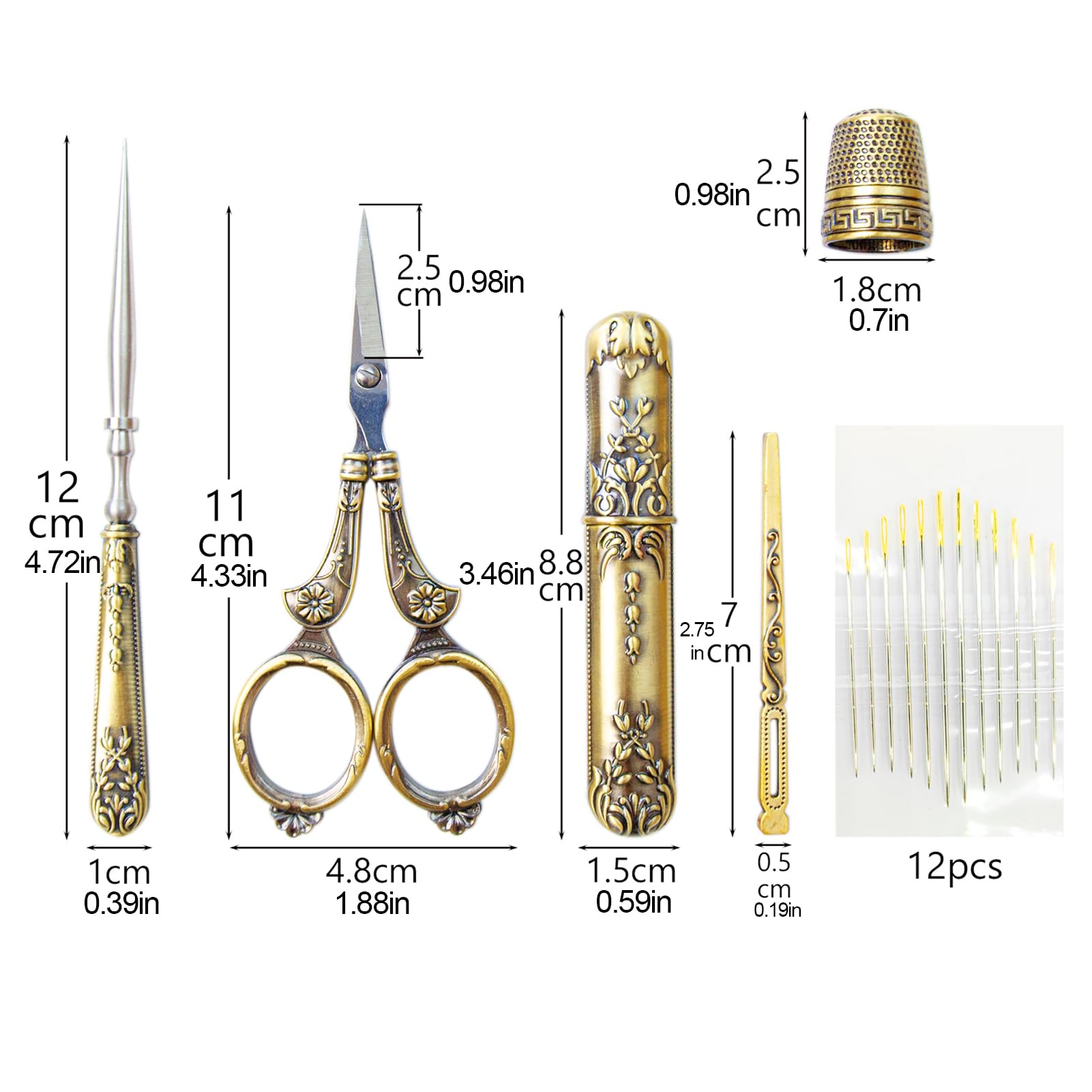 Kit Completo De Costura Vintage, Juego Completo De Tijeras De Bordado Antiguo De Tilo Europeo, Suministros De Manualidad De Costura Retro Con Tijeras De Agujas - AliExprs