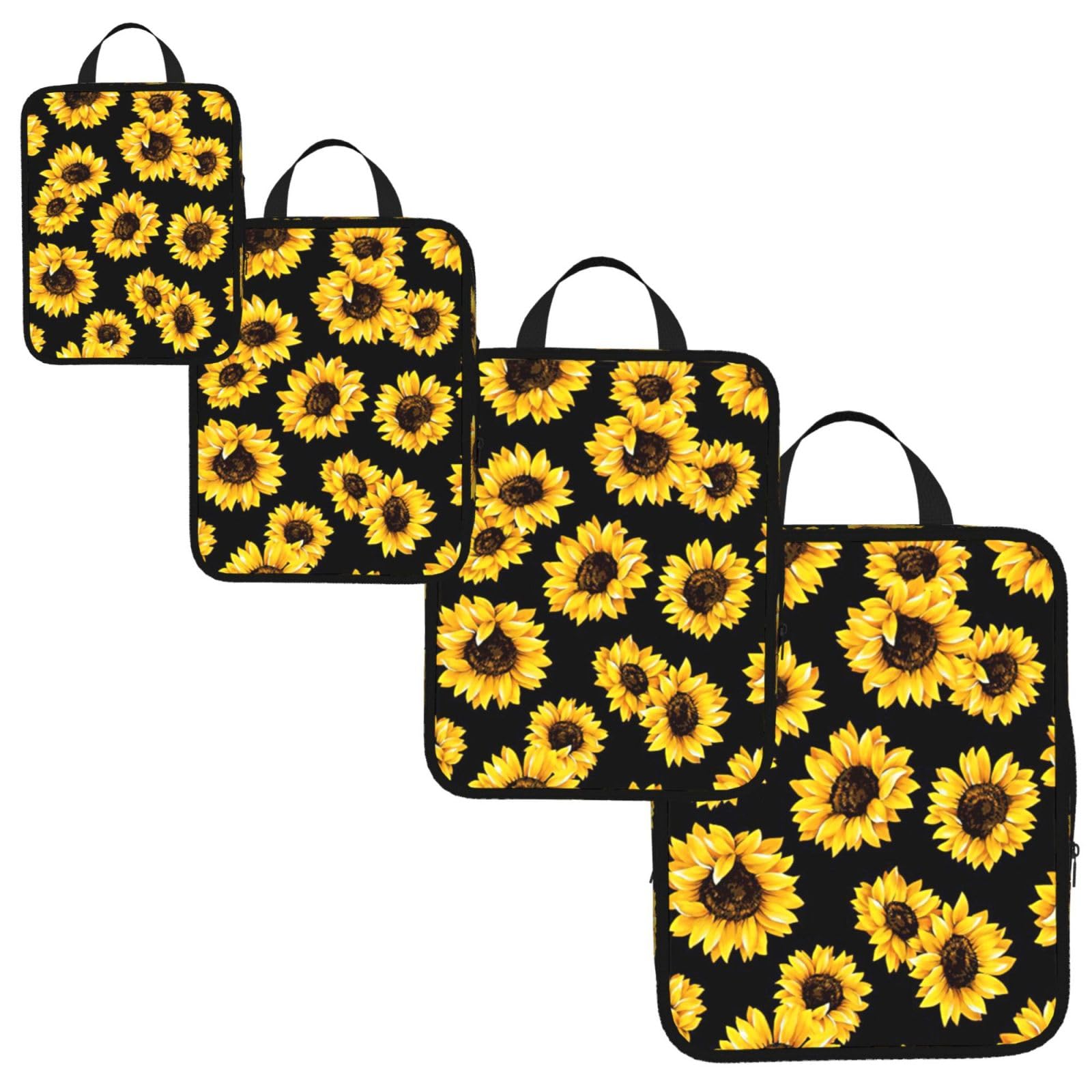 Sunflower.. Print 4 Set Compression Packing Cubes for Suitcases,Expandable Storage Bags Organizers