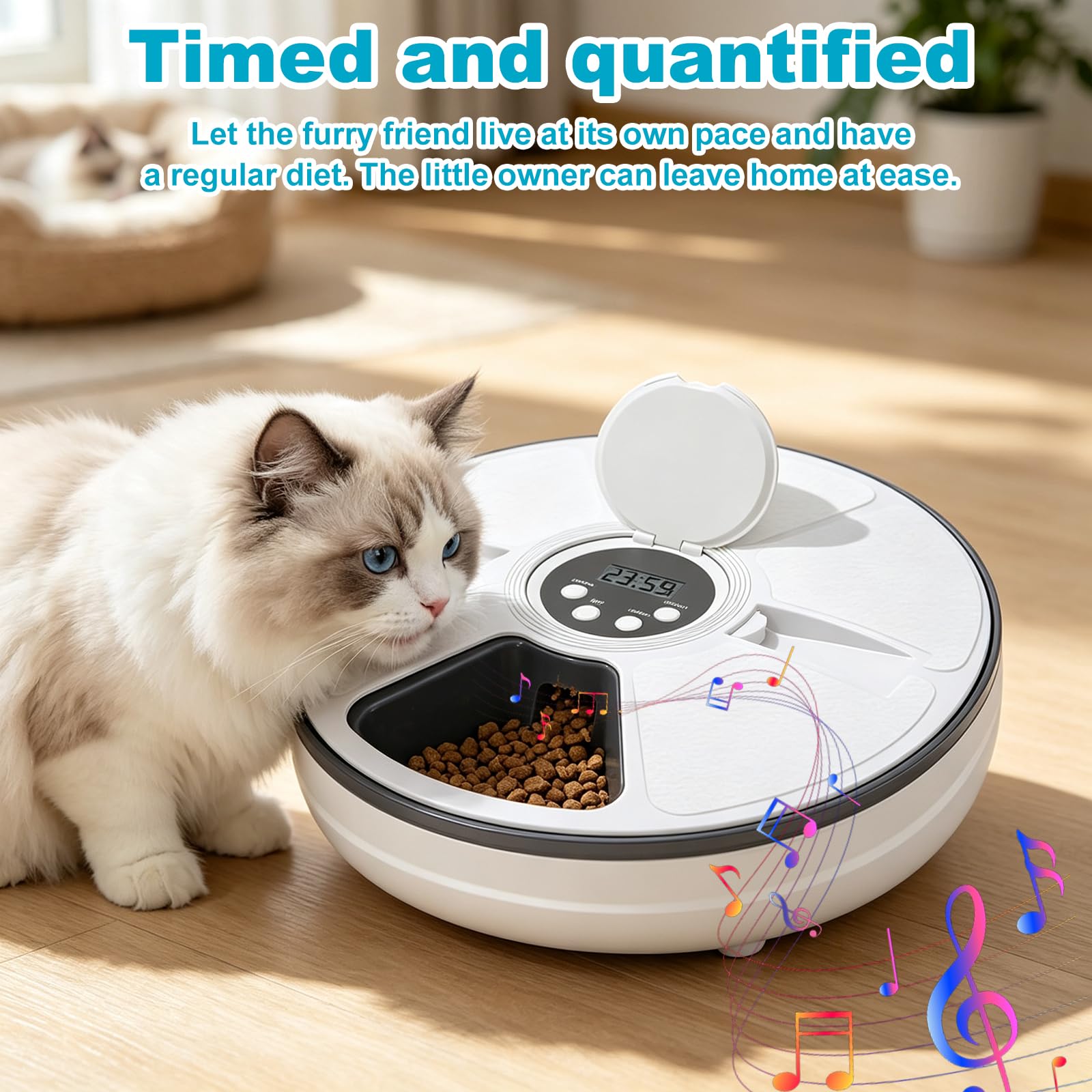 Futterautomat Katze, Automatischer Futterautomat, Futterspender Nassfutter Automat mit 6 Mahlzeiten, Automatische Katzenzufuhr für Nassfutter, Katzenfutter Automat Für Katzen und Kleine Hunde