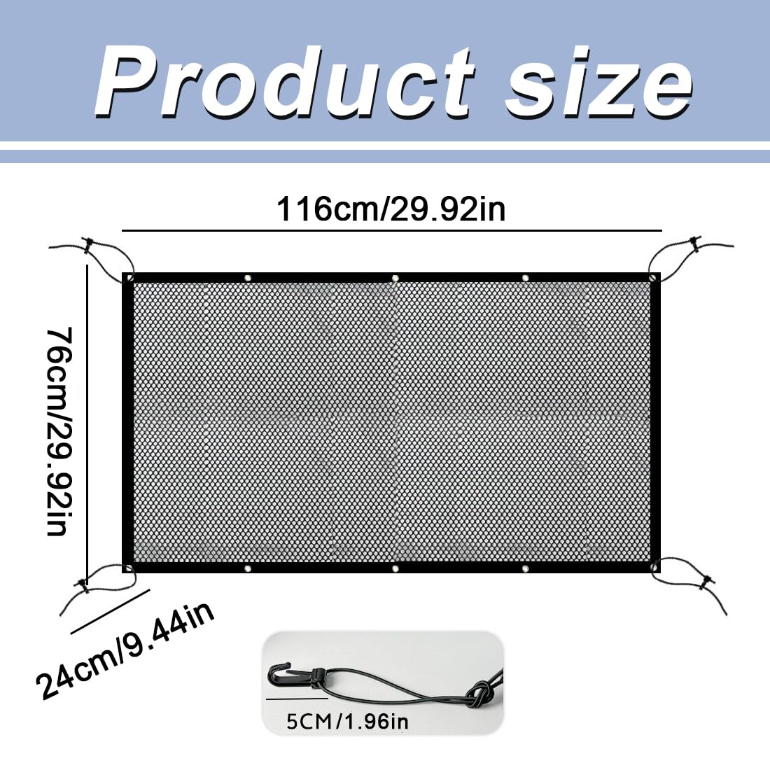 116 X 76 Cm Barrera Para Coche Para Perros Barrera Para Mascotas Para Vehículo Malla Para Asiento Trasero Red Divisora Para Coche Con Cuerda De Ajuste Y Gancho Adecuado Para Camionetas Suv — view 2