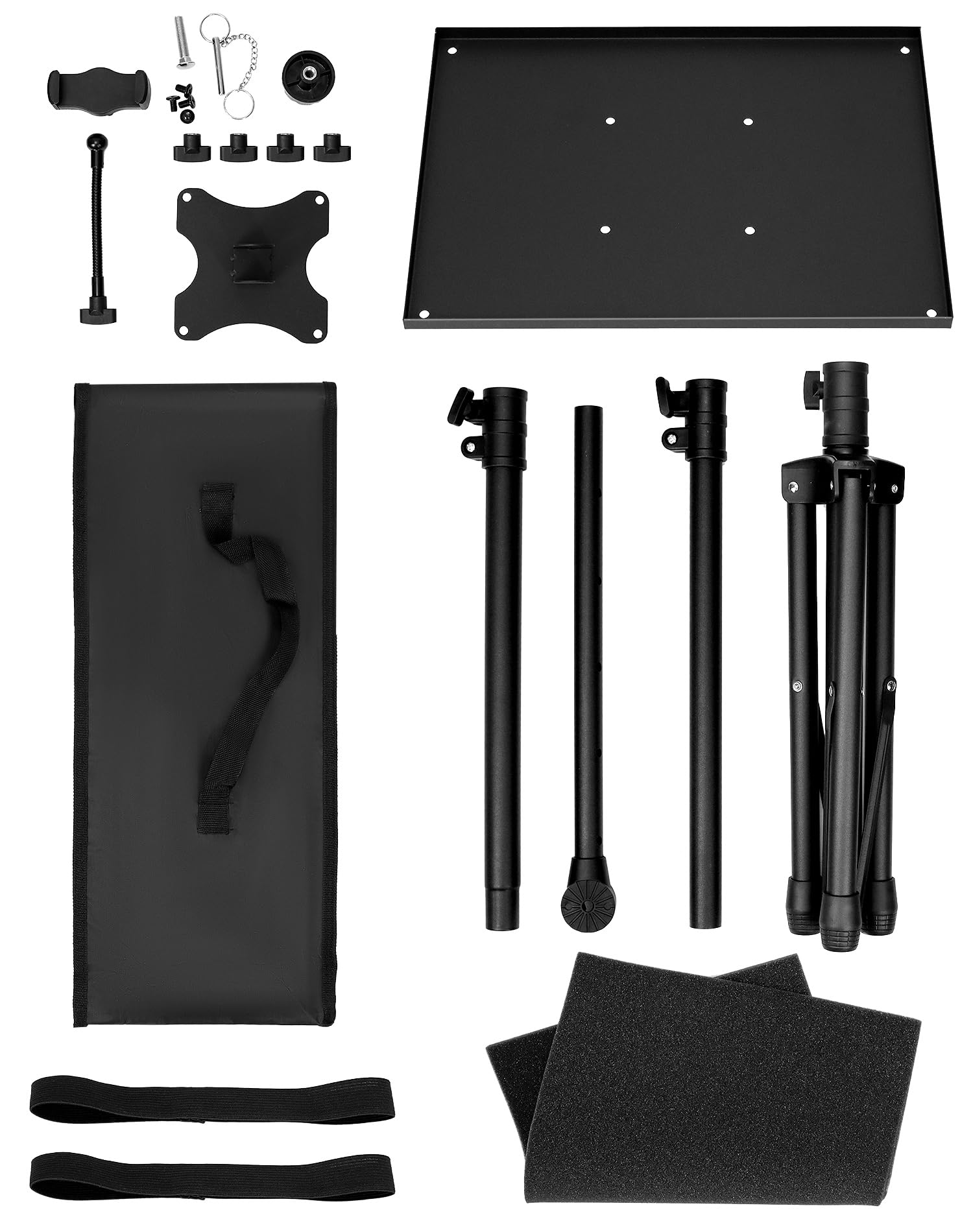 QWORK® Soporte Pliable para Proyectores, Laptops y Cámara, Regulable en Altura 58cm-160cm, Inclinación de 180°
