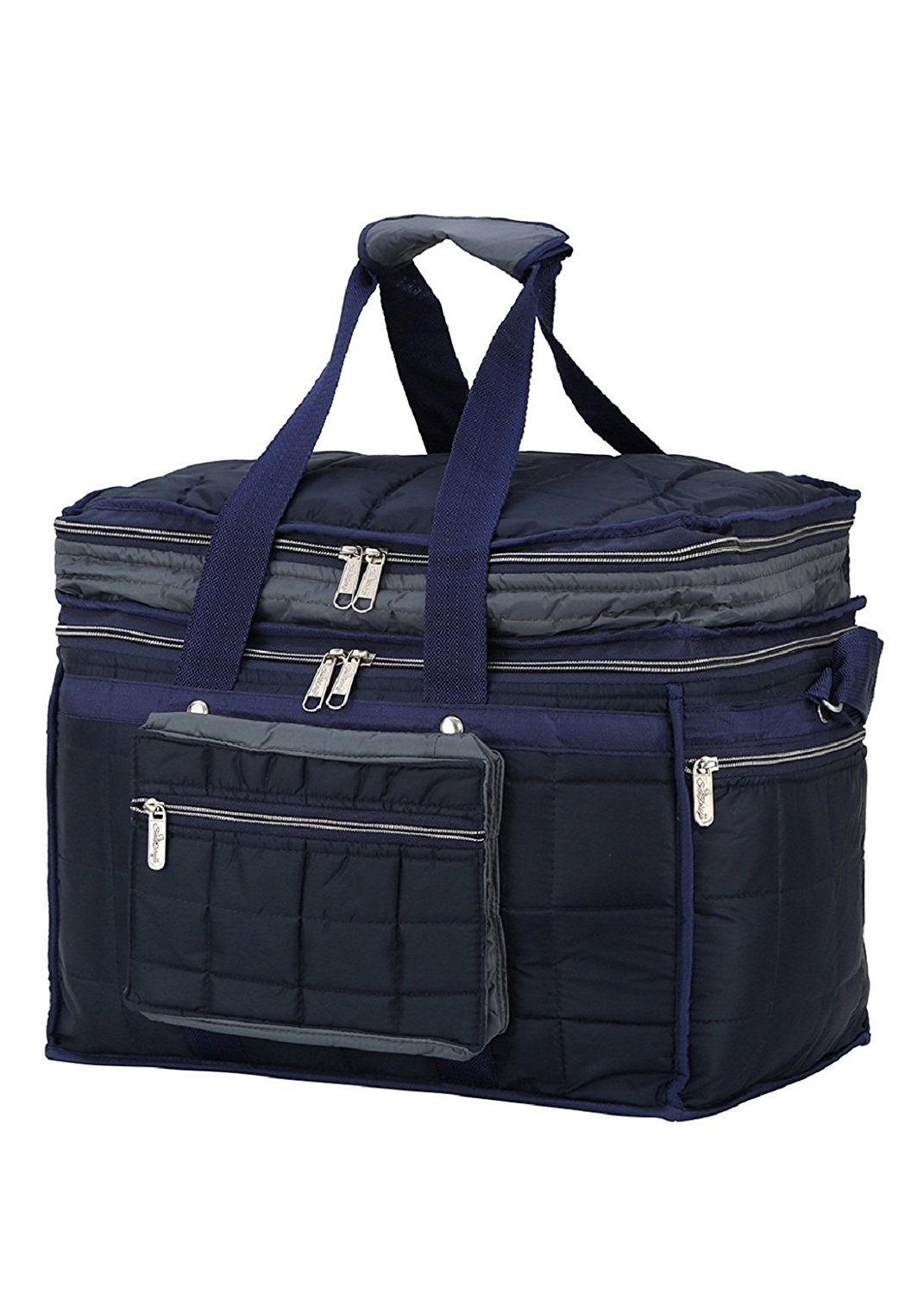 SuiDhaga® PU Casual Expandable Travelling Bag Foldable Waterproof 1 Main Compartments 3 Small & 1 Insider Zippered Pockets for Men/Women (Blue & Grey)