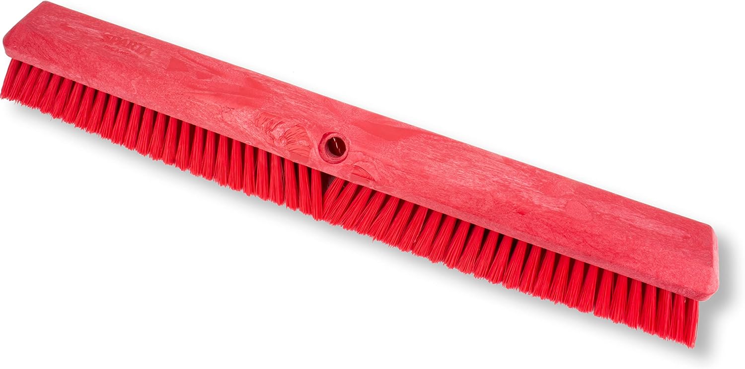 SPARTA 41891EC05 Omni Sweep Plastic Push Broom Head, Heavy Duty, Industrial Broom With Color Code System For Outdoor, Indoor, Garage, Concrete, Patio, Kitchen, Bathroom, 24 Inches, Red Red 24 Inches