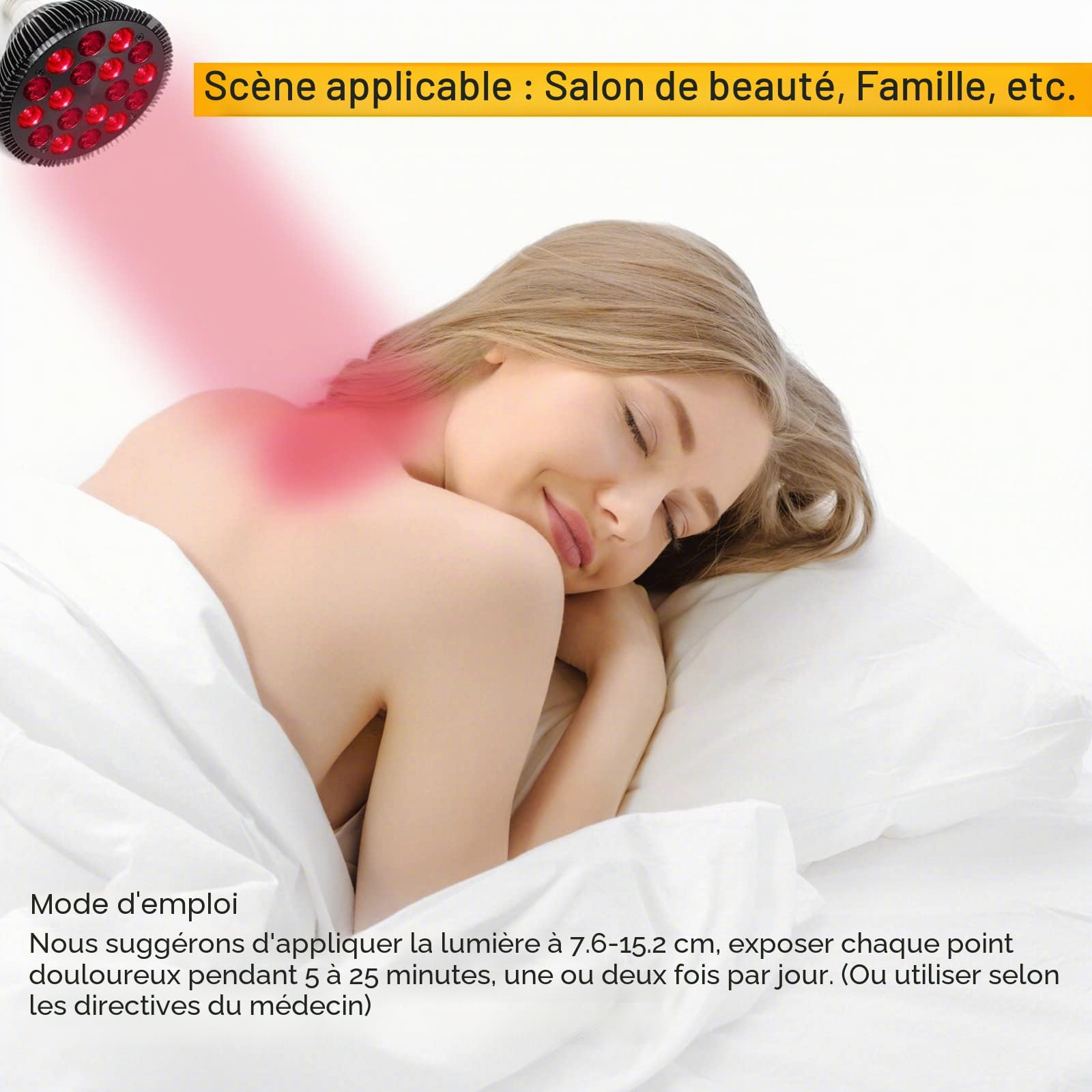 Lampe de thérapie à lumière rouge 54 W 18 LED Lumière infrarouge 660 nm Rouge & 850 nm NIR Combo Appareil de lumière rouge pour le visage, la santé de la peau et le soulagement de la douleur
