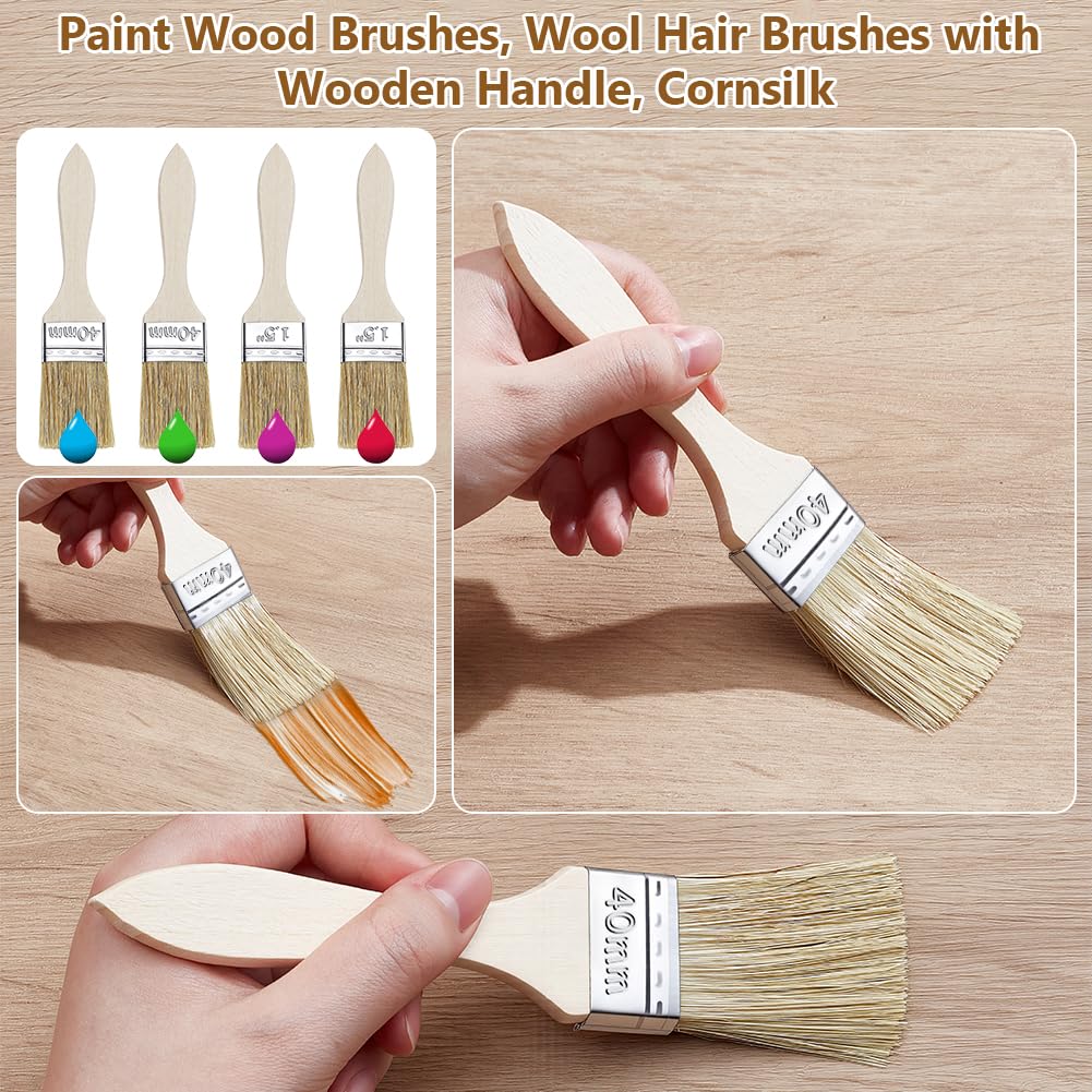 Juego de 150 pinceles de pintura de virutas, 3,4 cm, multiuso, para pintar manchas, barnices, paredes de pegamento y superficies de madera