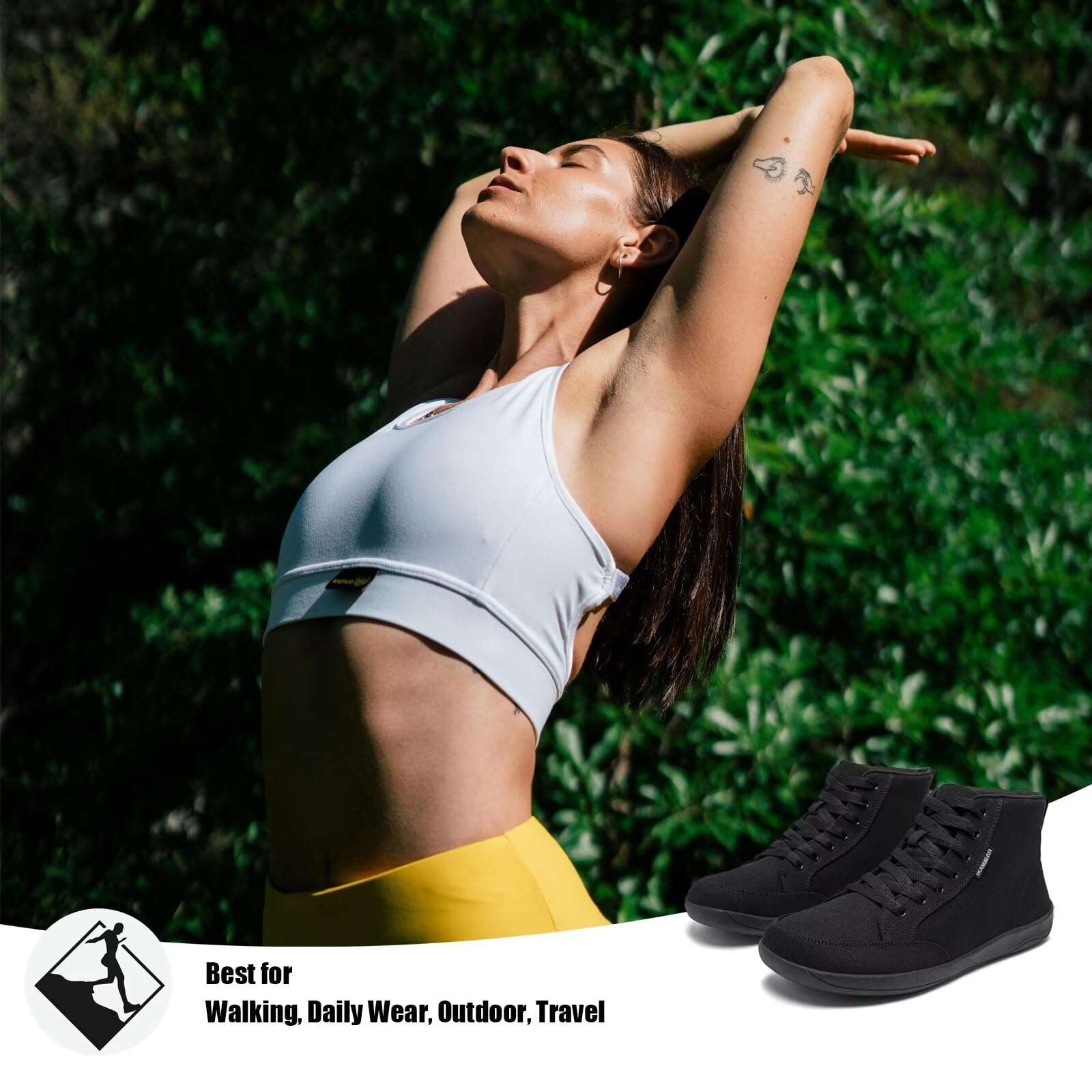 HOBIBEAR Zapatillas Unisex Barefoot de Lona Altas con Punta Ancha para Correr por Senderos