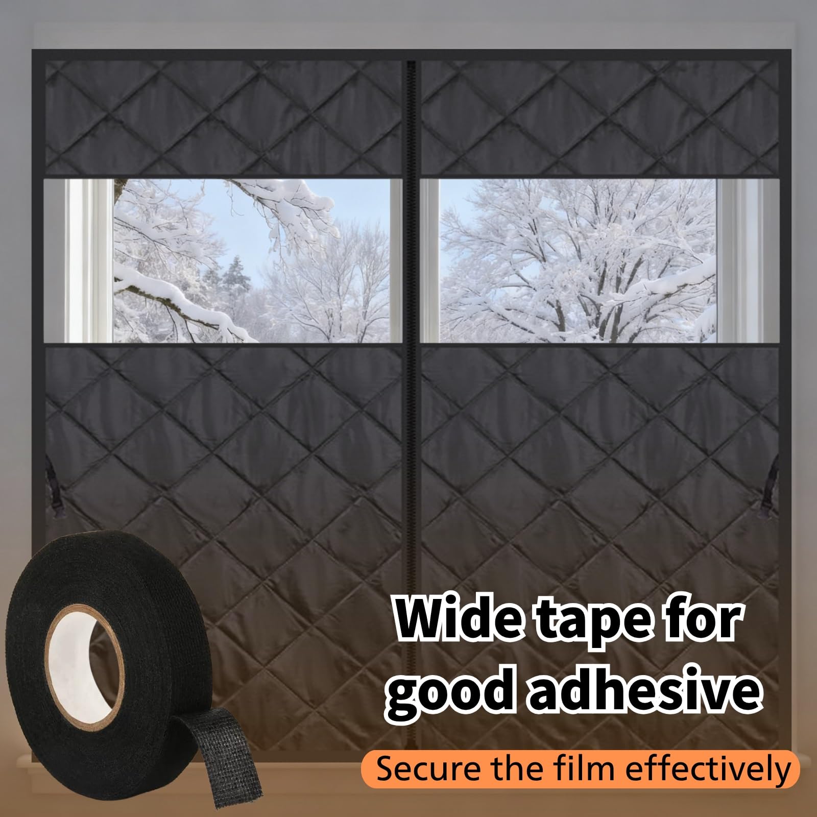 Thermovorhang Kalteschutz 99 x 160 cm Wärmeschutzvorhang Fenster für Winter 3-Lagige Thermo Fensterabdeckung Isolierfolie Schallschutz Winddicht für Innen Wohnmobil(Grays,157 x 188 cm(62" x 74"))