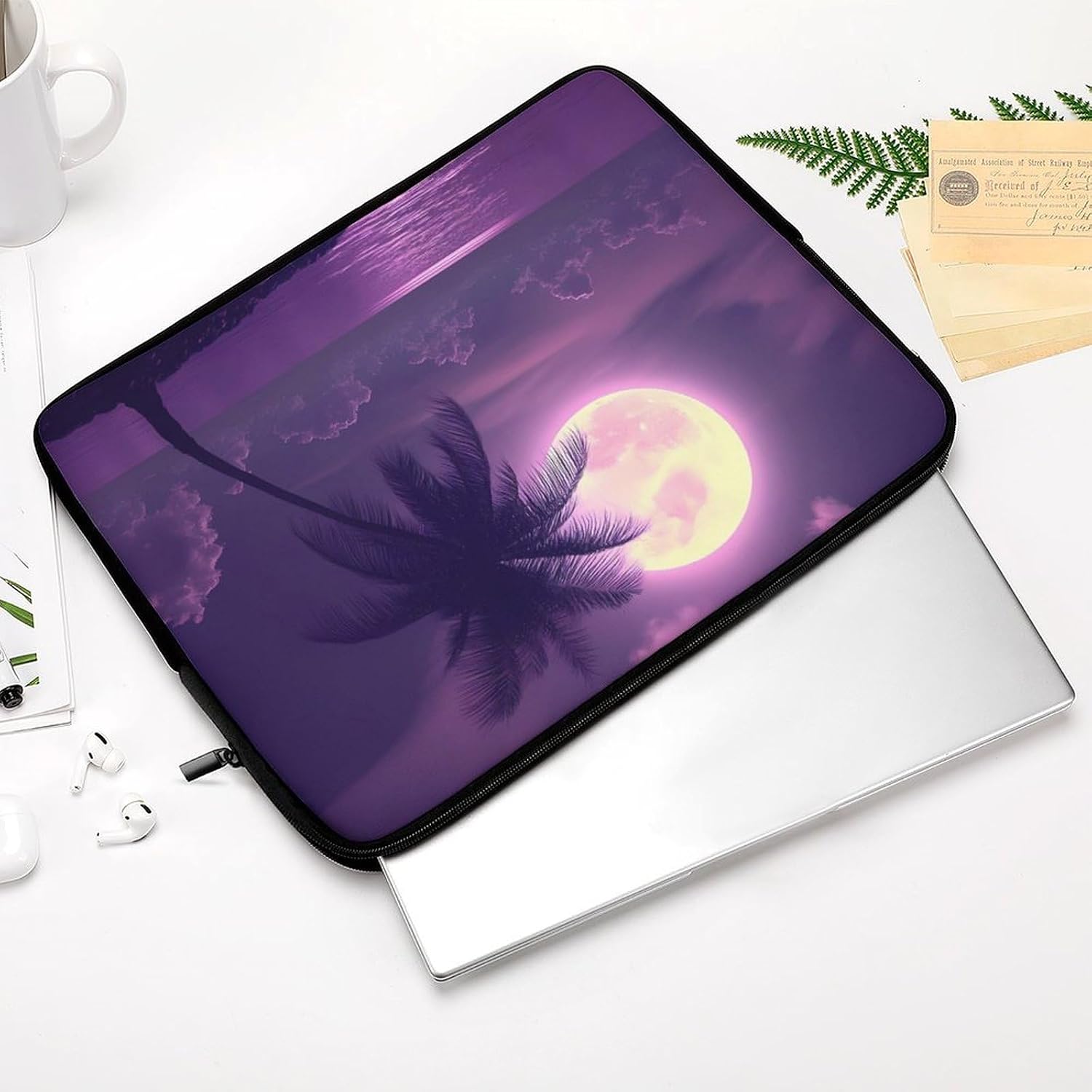 Purple Ocean Moon Palm Tree Funny Laptop Sleeve Case Lightweight Computer Carrying Bag Briefcase 10 Inch/12 Inch/ 13 Inch/15 Inch/17 Inch image 4
