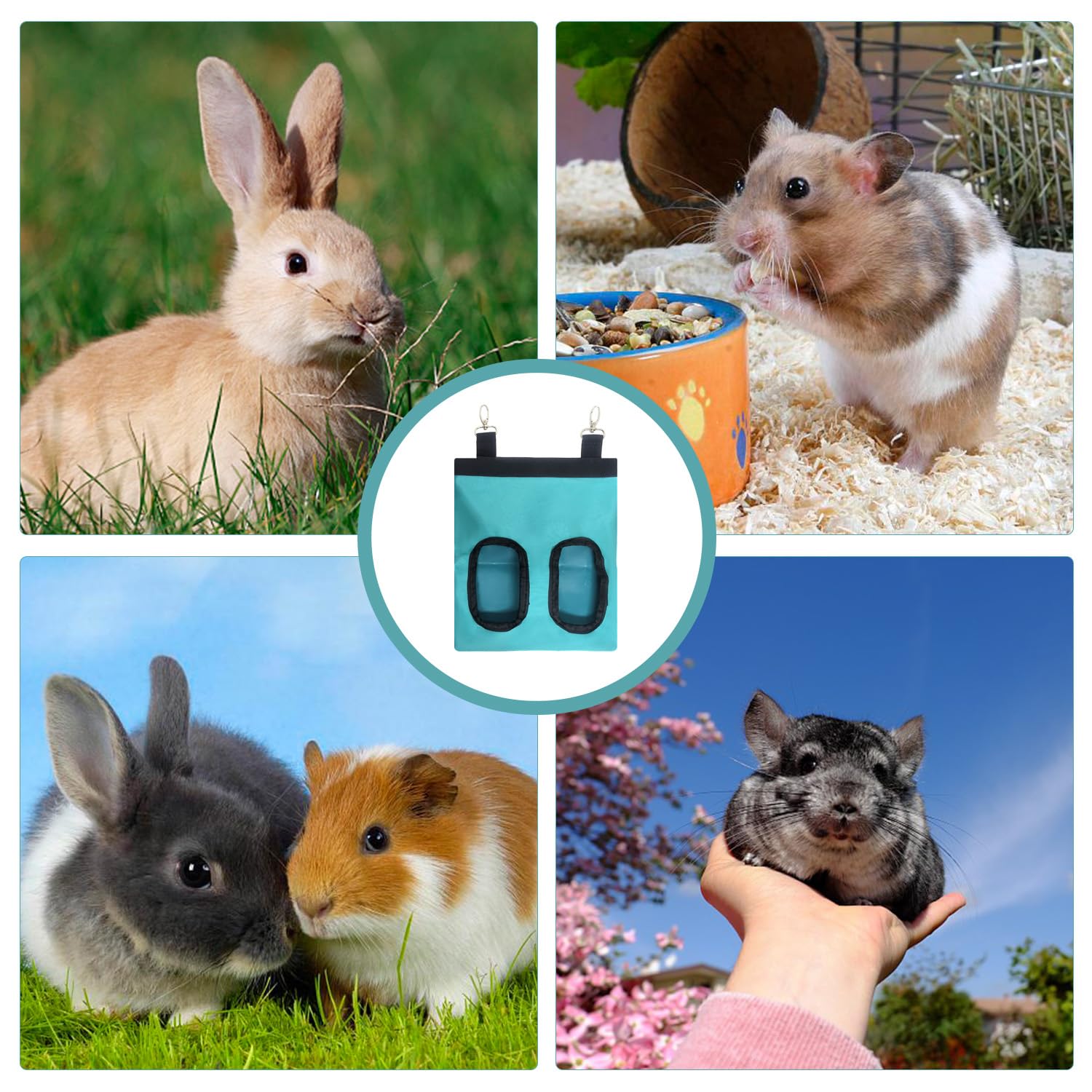 2 Pièces Sac d'alimentation De Lapin, Sac d'alimentation Suspendu, Sac d'alimentation en Tissu, Sac d'alimentation De Foin, Fournitures pour Animaux De Compagnie.
