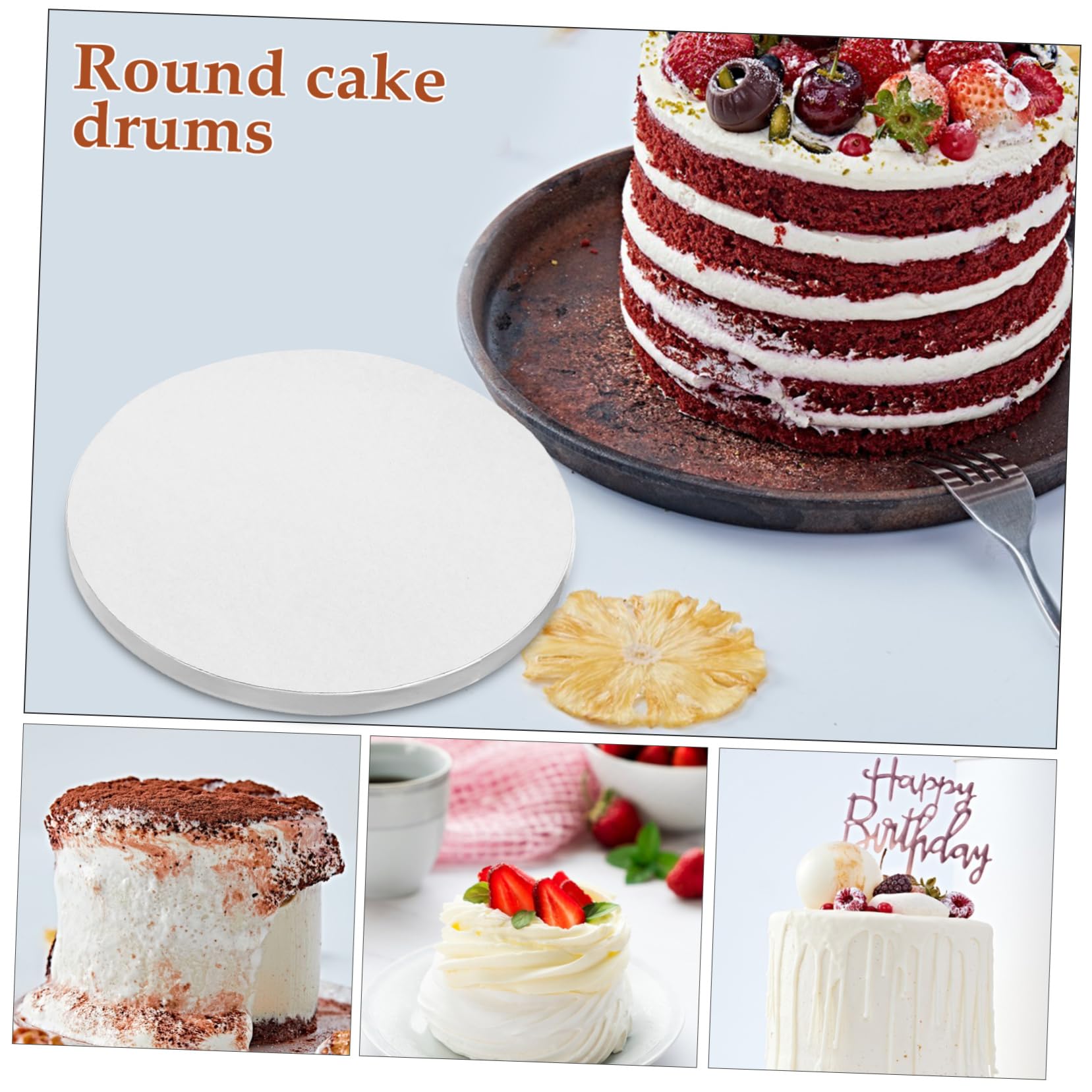 JECOMPRIS 10 ' White Cake Drums Corrugated Cardboard Round Cake Boards Sturdy for Displaying