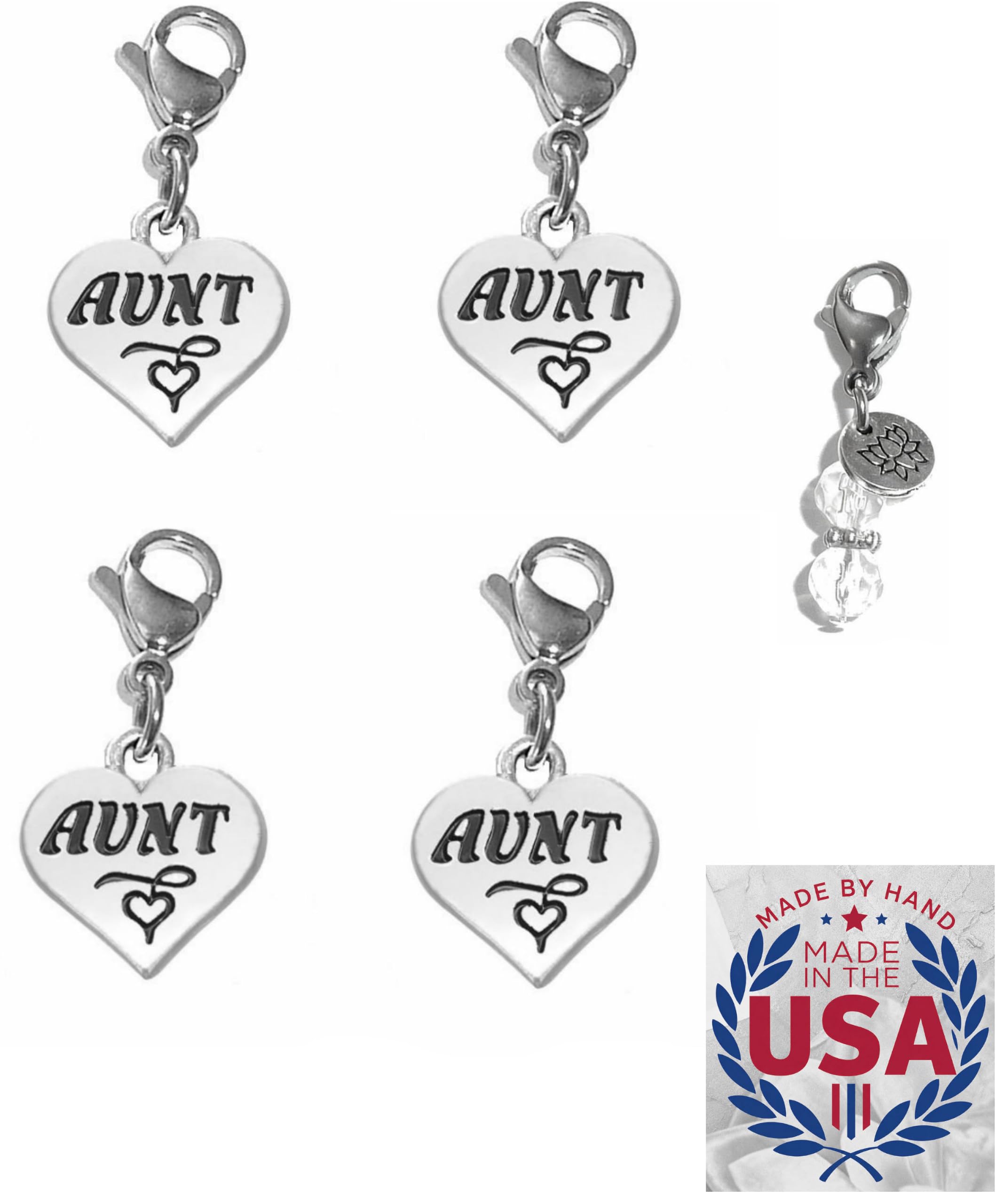 Hidden Hollow Beads 4 Clip On Charms for Purse, Handbag, Keychain, Zipper Pull, Backpack, Jewelry Accessory, USA