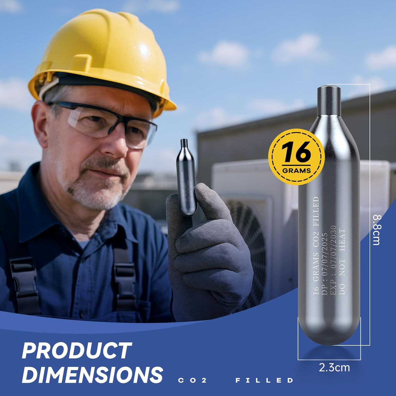 30 Pack 16 Gram Unthreaded CO2 Cartridges for Gallo Drain Gun HVAC Drain Line Cleaner Tool,CO2 Drains Gun Cartridges