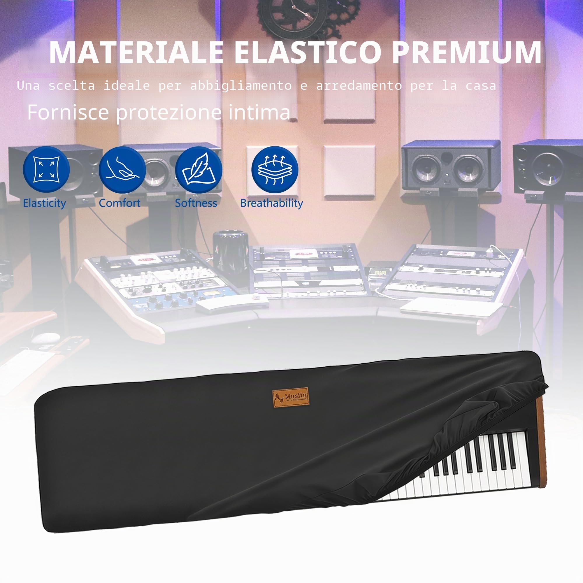 Musiin Deluxe Keyboard Dust Cover - Compatible with KORG NAUTILUS AT 88, NAUTILUS 88, KRONOS 88, KRONOS Titanium 88, KROME EX88, KRONOS LS and More 88-Key Synthesizers offering full-cover protection