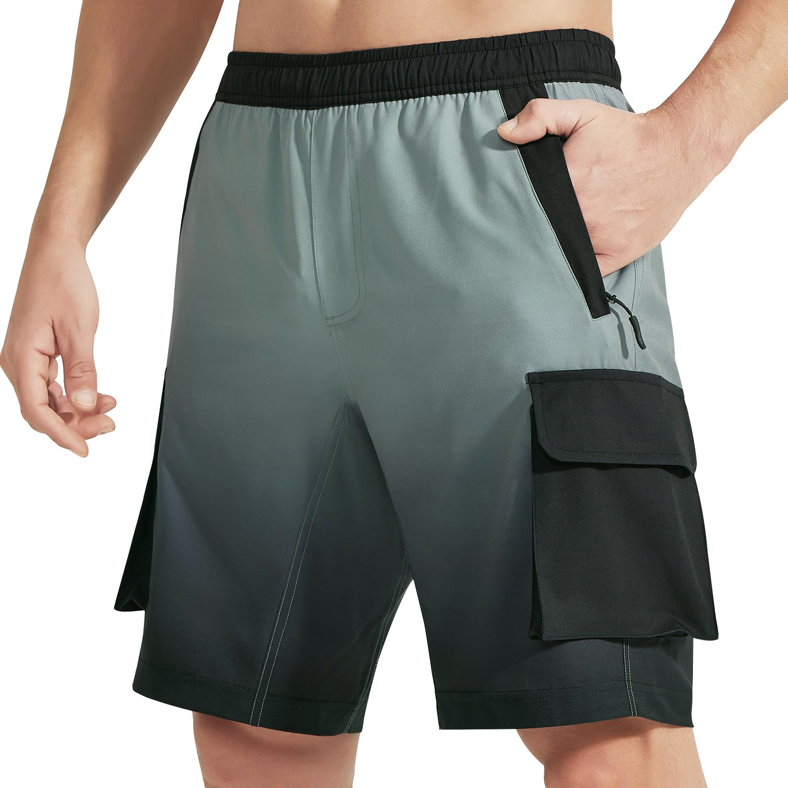 VAYAGER Herren Kurze Cargo Wanderhosen, leichte schnelltrocknend Outdoor Shorts mit Mehreren Taschen für Angeln Camping Reise