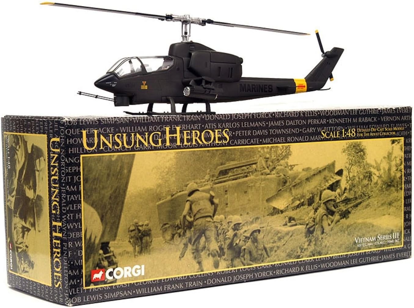 Unsung Heroes Corgi Vietnam Series 3 AH-1J Cobra-U.S.M.C.-HML-367 1:48 Scale Die Cast Model