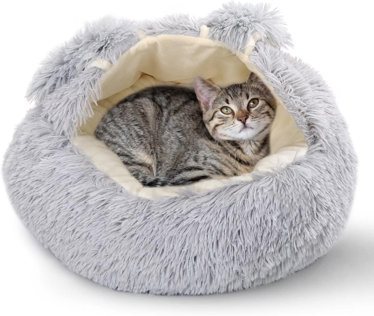 Cat Beds for Indoor Cats - Dog Bed with Anti-Slip Bottom, Machine Washable Cat Bed with Waterproof Bottom, Round Shape to Improve Sleep…