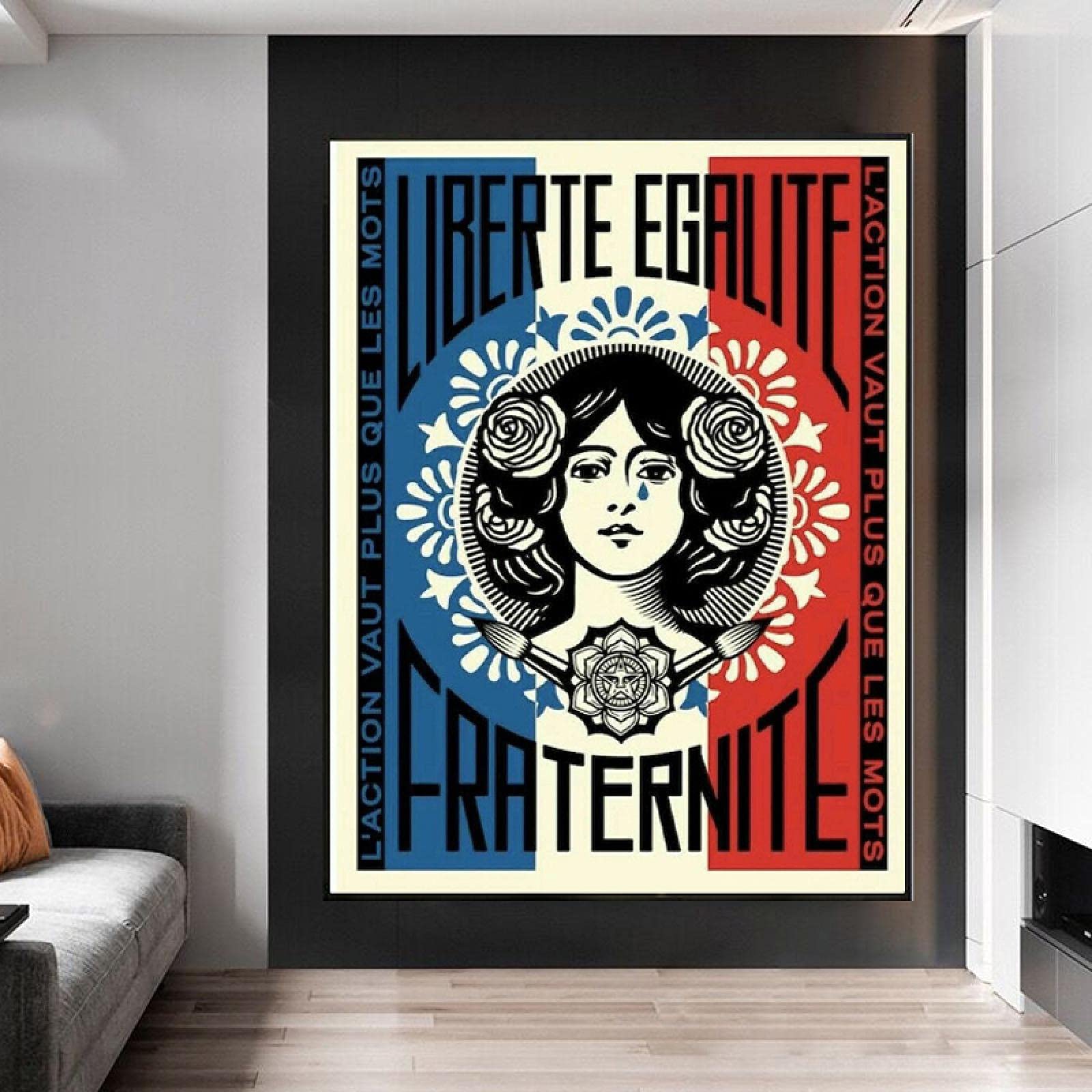 Affiche Toile Shepard Fairey Vintage Guerre Art - 50x70 Cm - Décoration Murale Salon Moderne