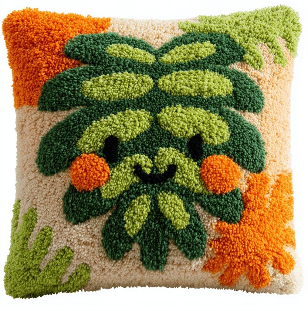 Kitquiver Beginner Latch Hook Cushion Kit,Leaf Decor Pillow Cover 43X43Cm