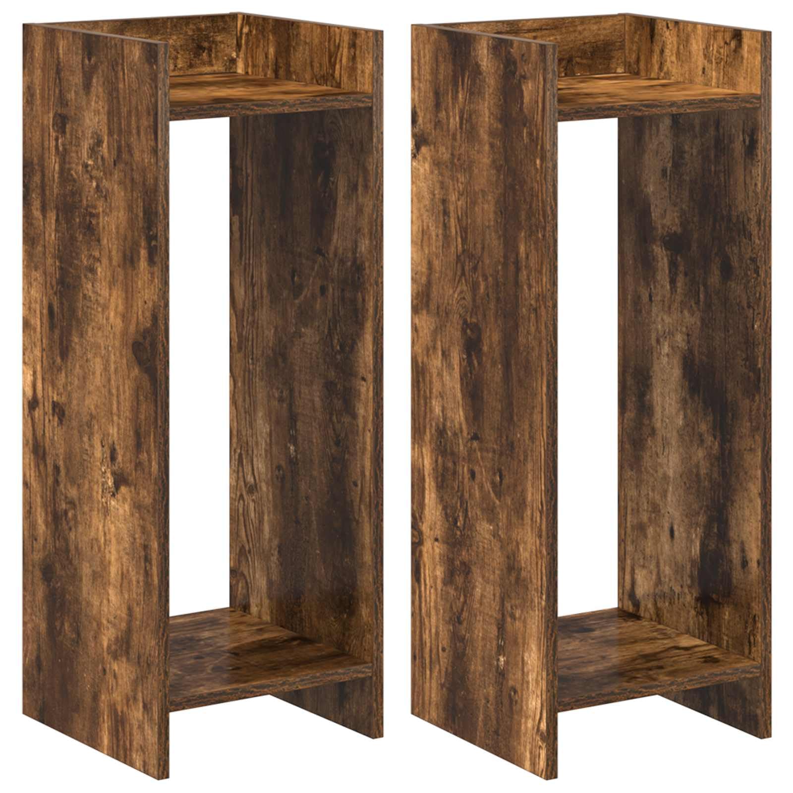 Vertikaler Pflanzenständer, 80 cm, mit Regal, Innenständer aus technischem Holz, rauchige Eiche, platzsparendes Design für Wohnzimmer