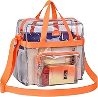 Vista 7 de MAY TREE Bolsa transparente para eventos en estadios de 12 x 6 x 12 pulgadas, bolsa de almuerzo transparente con correas reforzadas para trabajo