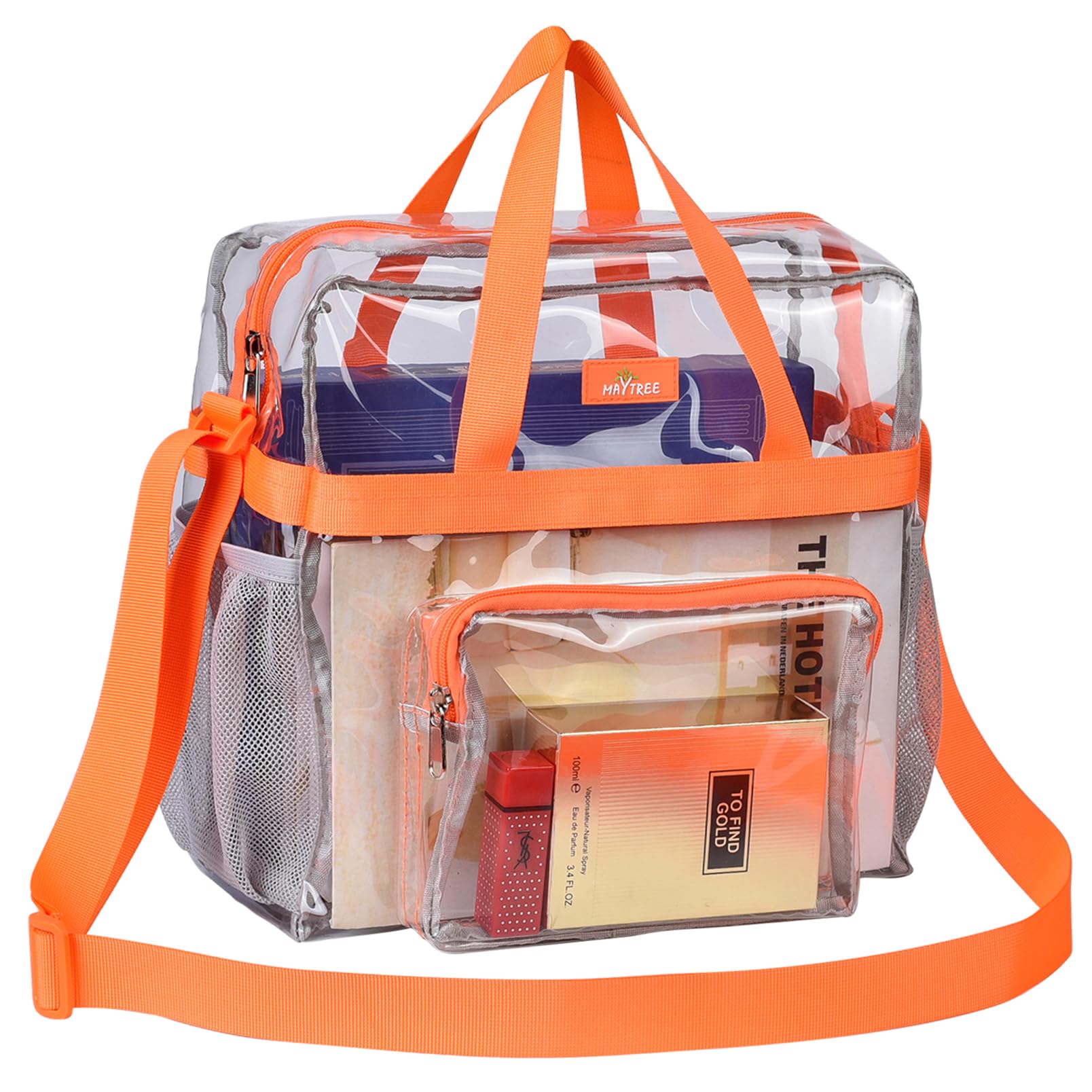 MAY TREE Clear Bag for Stadium Events, 12x5.5x12 Clear Tote Bag for Work
