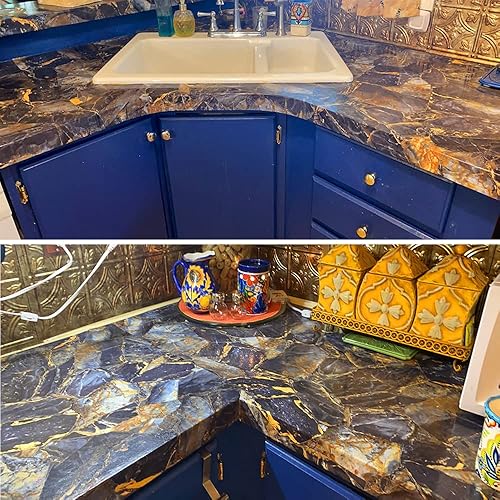 Miniatura 7 de Agoon Papel de contacto de mármol, papel tapiz de mármol brillante, papel de granito, papel tapiz autoadhesivo para encimera de cocina, muebles de
