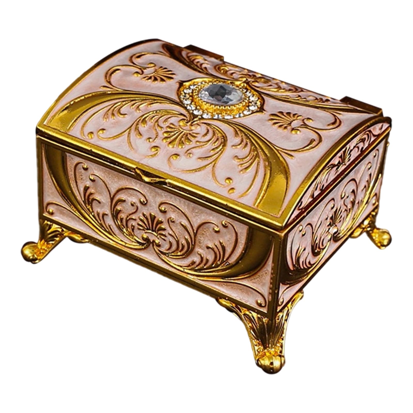 Piceioep Metal Jewelry with Enameled Flowers and Embellishments Traditional Jewelry Box