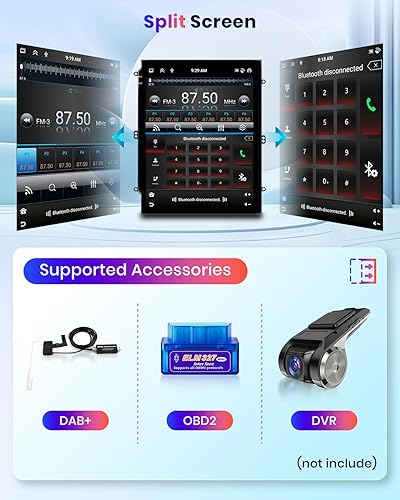 Miniatura 17 de Radio de coche Android 13 2G+64G para Toyota Fortuner Hilux 2005-2014, Rimoody Car Stereo CarPlay Android Auto 9.7 pulgadas pantalla táctil GPS WiFi