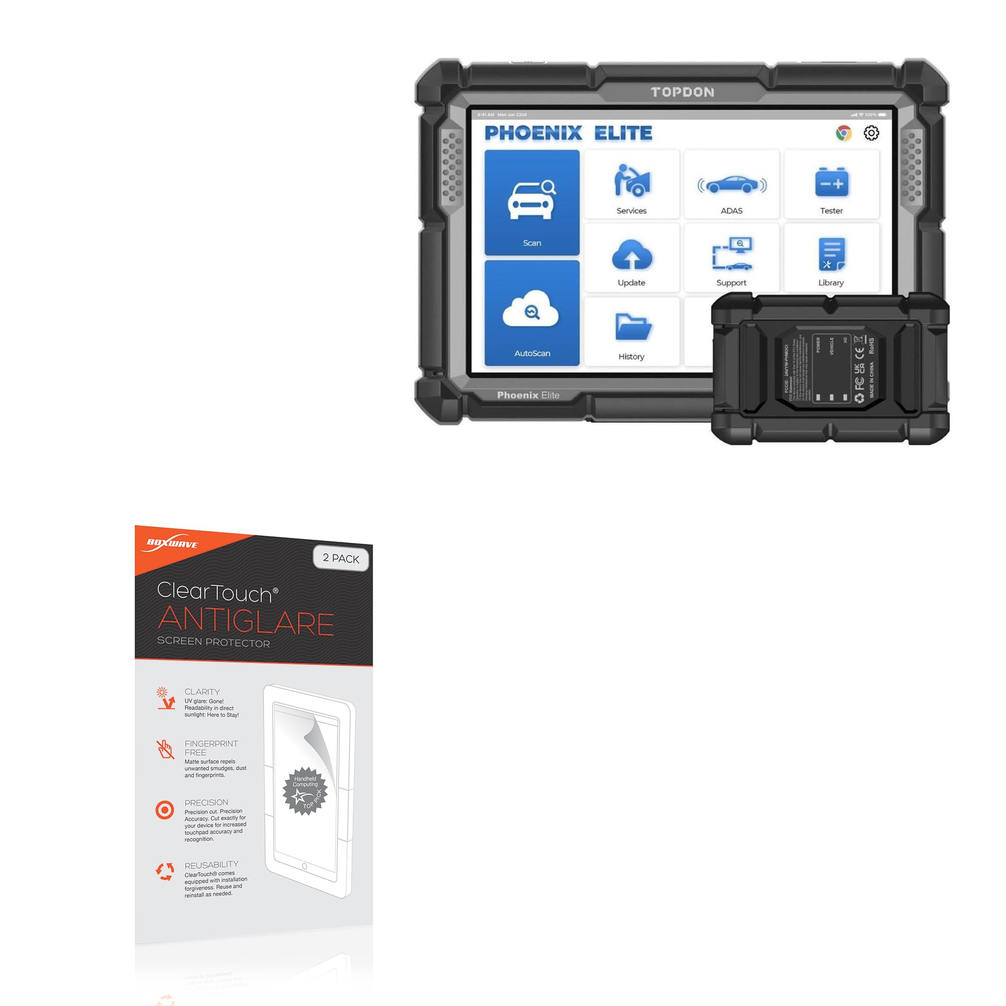 BoxWave Screen Protector Compatible with Topdon Phoenix Elite (10.1 in) - ClearTouch Anti-Glare (2-Pack), Anti-Fingerprint Matte Film Skin
