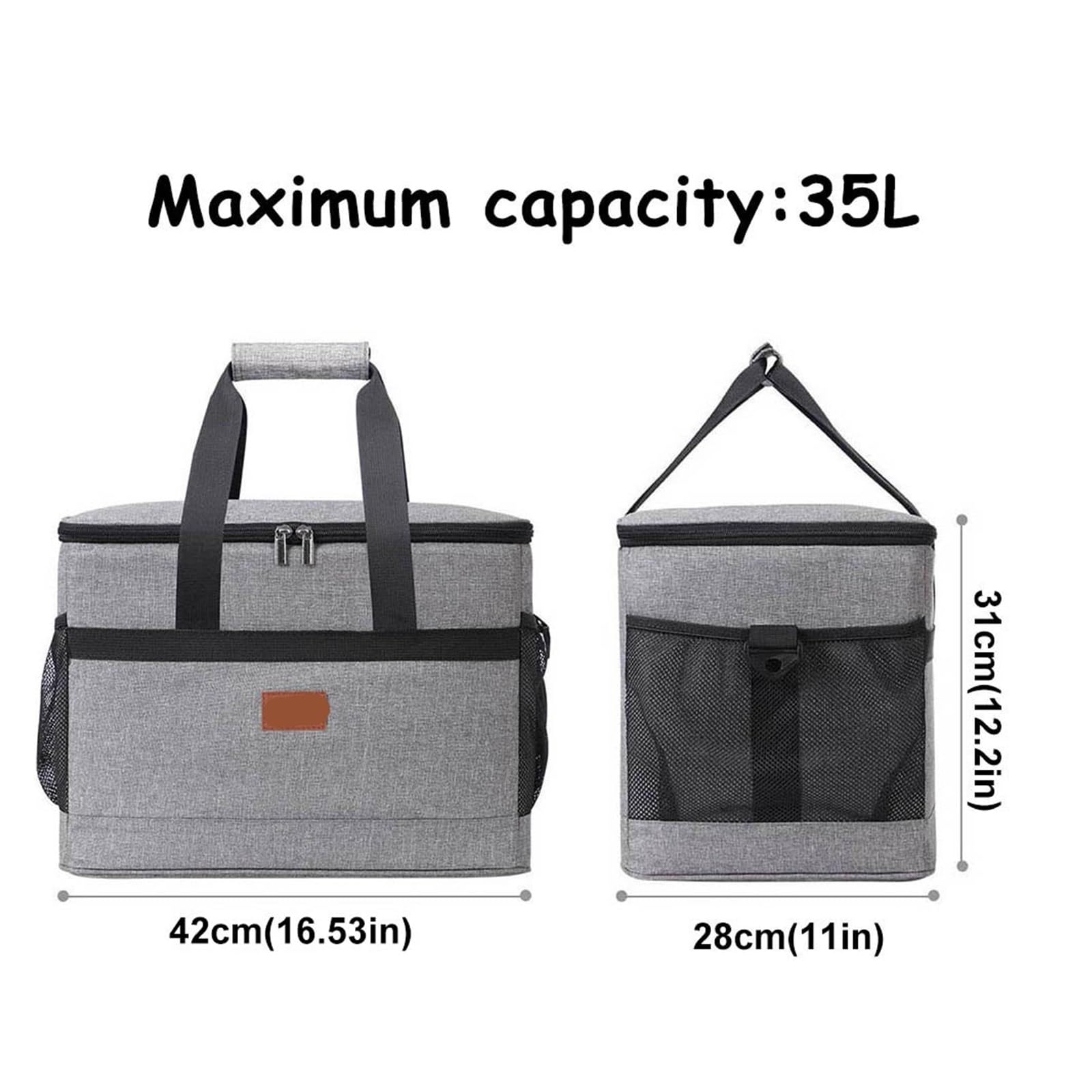 Genérico Bolsa térmica de 35L, lonchera grande aislada for hombres y mujeres, bolsa portátil Picnic for acampar, barbacoa, actividades familiares al aire libre(Navy Blue)