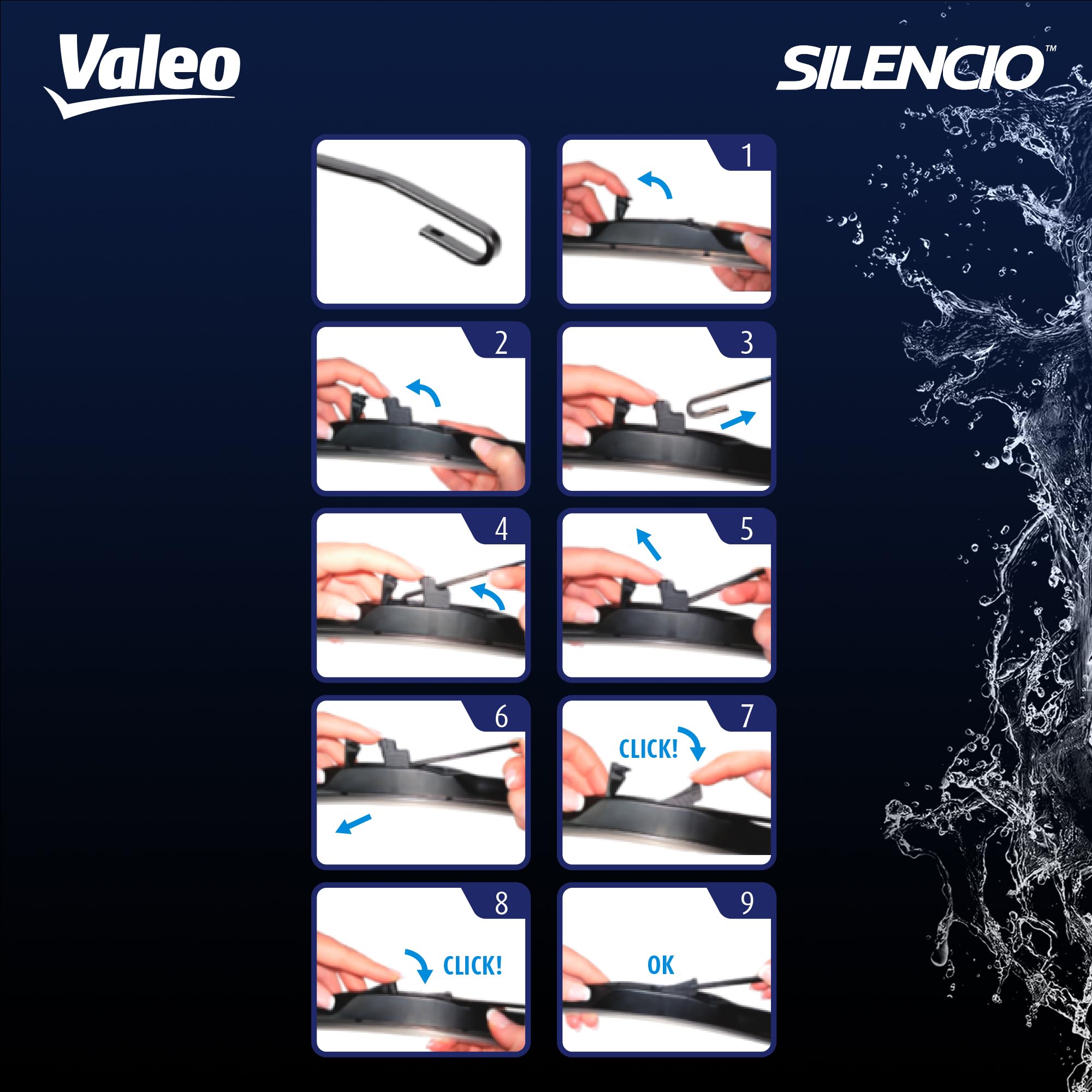 VALEO Silencio Wycieraczki - VH126 - Hybrydowe Pióro Wycieraczki Klasy Premium na Caly Sezon 450mm - Przód - Jedna Sztuka - 574726