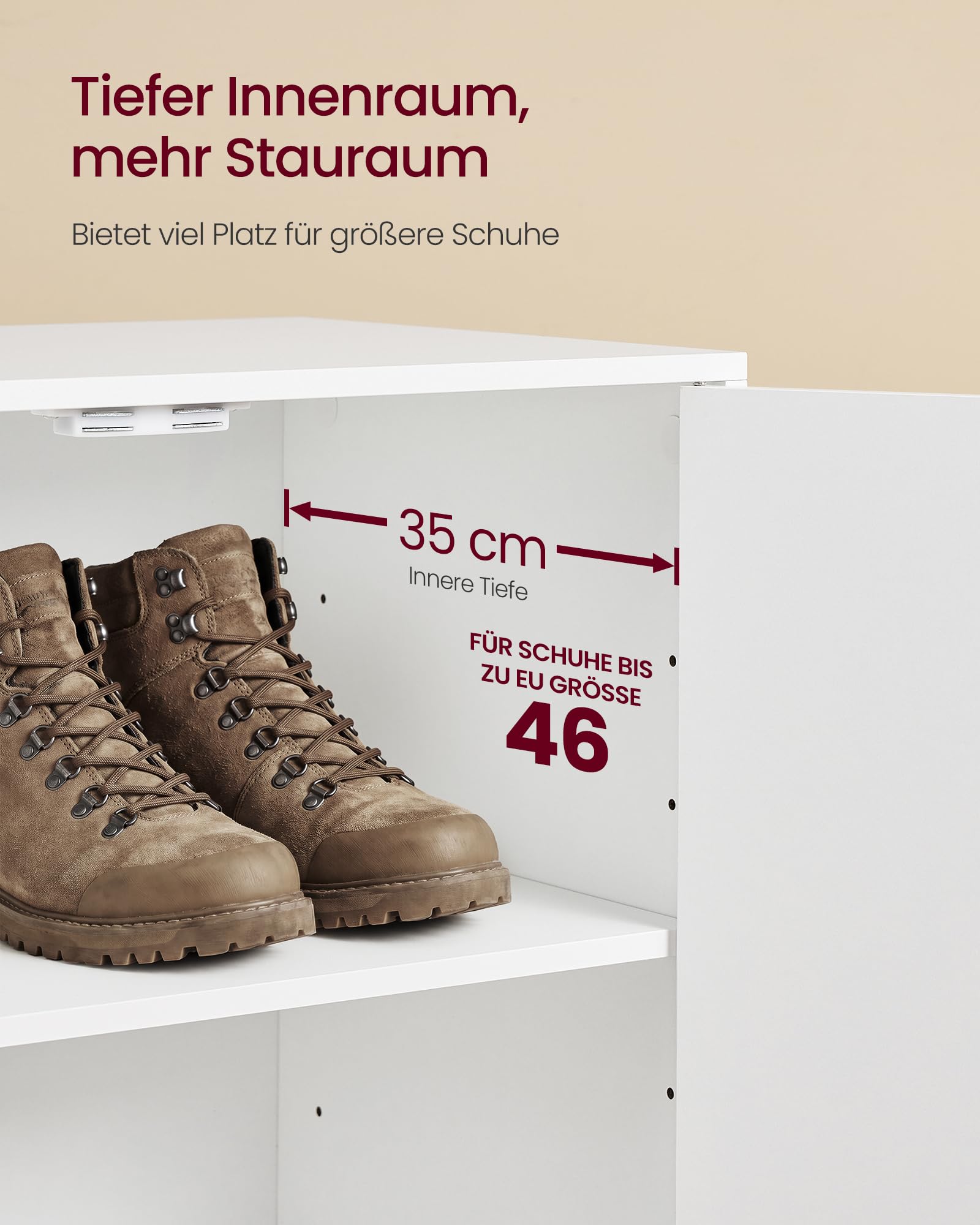 VASAGLE Schuhschrank, Aufbewahrungsschrank mit Türen, moderner Schrank mit verstellbaren Ablagen, für Flur, freistehend, 5 Ebenen, für 12 bis 15 Paar Schuhe, 2 Türen, wolkenweiß HSC501WB01