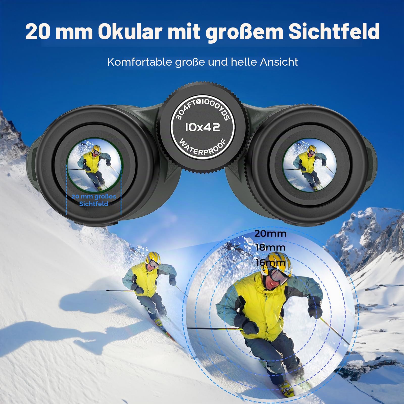 Gosky 10x42 HD-Fernglas für Erwachsene mit Telefonadapter, Wasserdichtes Fernglas mit BAK4-Prisma und FMC-Objektiv für Vogelbeobachtung, Jagd, Reisen, Outdoor-Sport