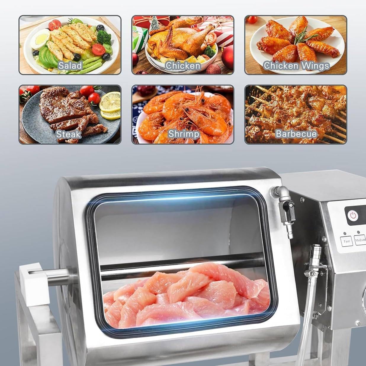 Macchina Marinatrice Industriale Motore Rame,Ideale per Rosticcerie,Ristoranti E Aziende di Catering Che Richiedono Tenerezza E Sapori Intensi in Ogni Preparazione