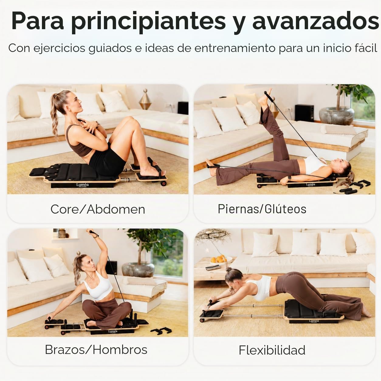 Tabla de pilates de madera, tabla reformadora de pilates para el hogar, tabla de equilibrio antideslizante y entrenador de núcleos, dispositivo de gimnasio en casa para abdominales, piernas y