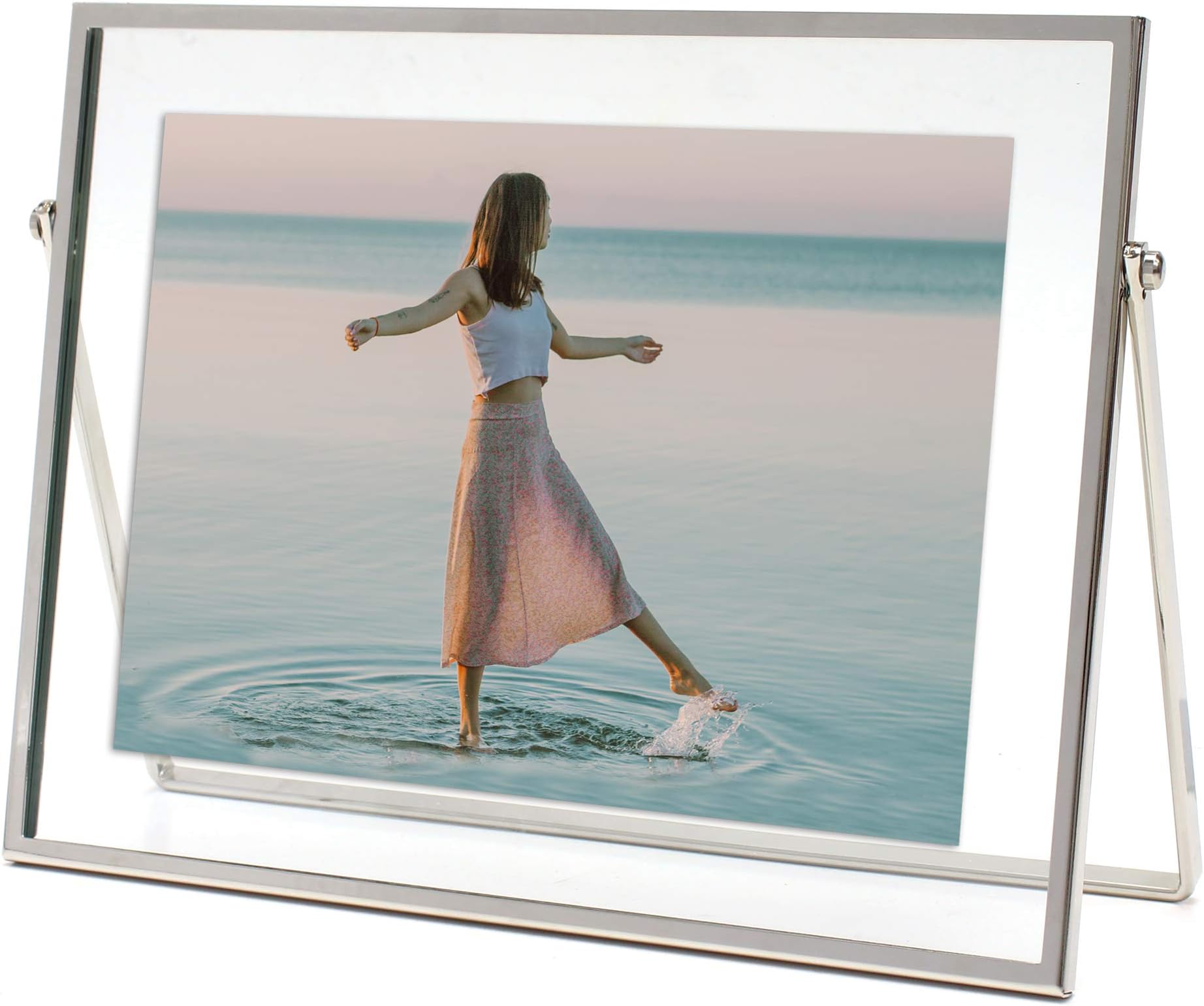 MIMOSA MOMENTS Silver Metal Floating Picture Frame (Silver, 5x7 horizontal)