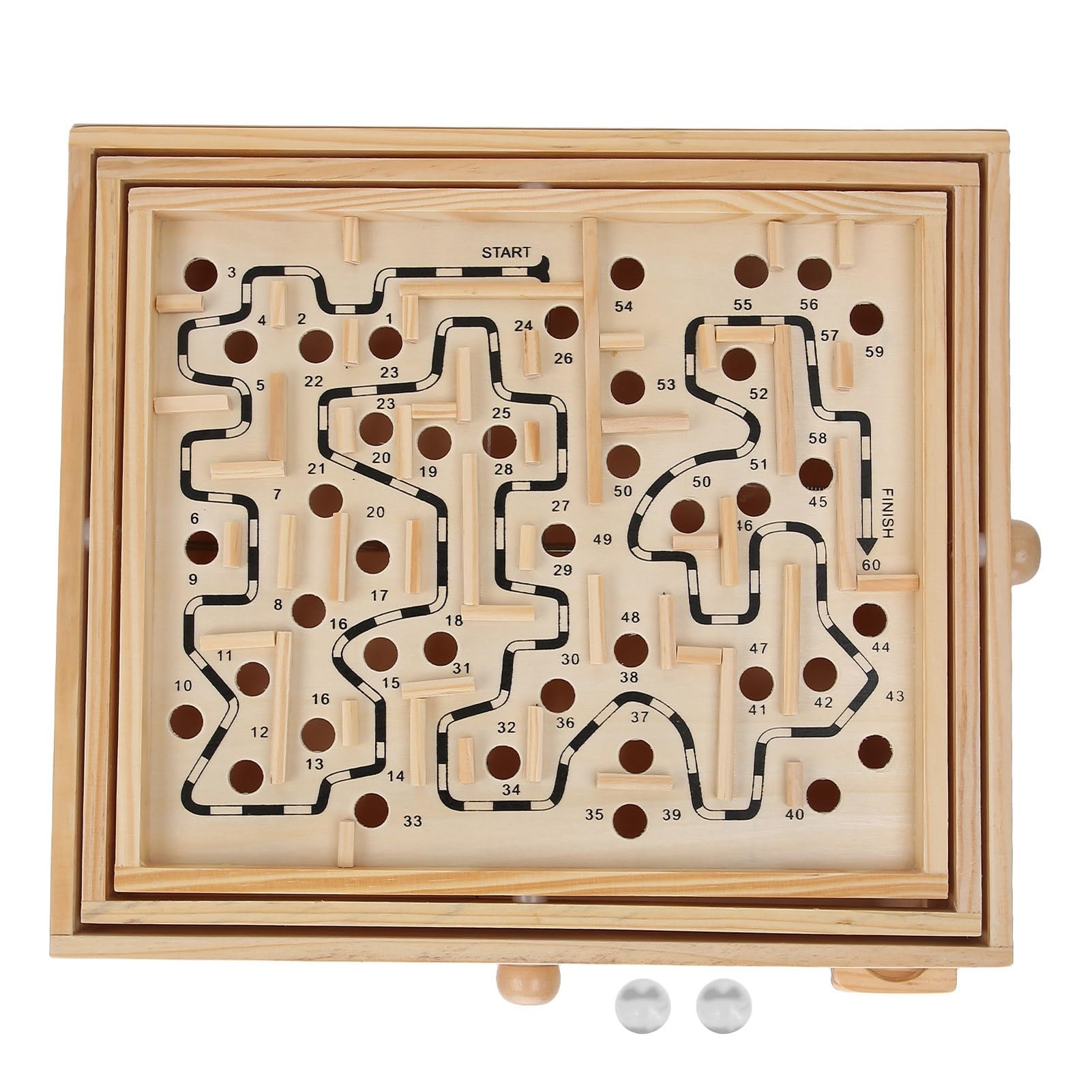 Brrnoo Juego de Laberinto de Madera, Juguete de Rompecabezas de Laberinto de Bola de Equilibrio con Esquinas Redondeadas Suaves para Adultos, Niños y Personas Mayores para Ejercitar