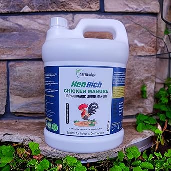 Greenedge 100% Organic Henrich Chicken Manure 5L | Murgi Khad |Probiotic-Infused Liquid Manure & Fertilizer - Luxurious Plant Growth Naturally, Empowering Sustainable Farming (5 Litres)