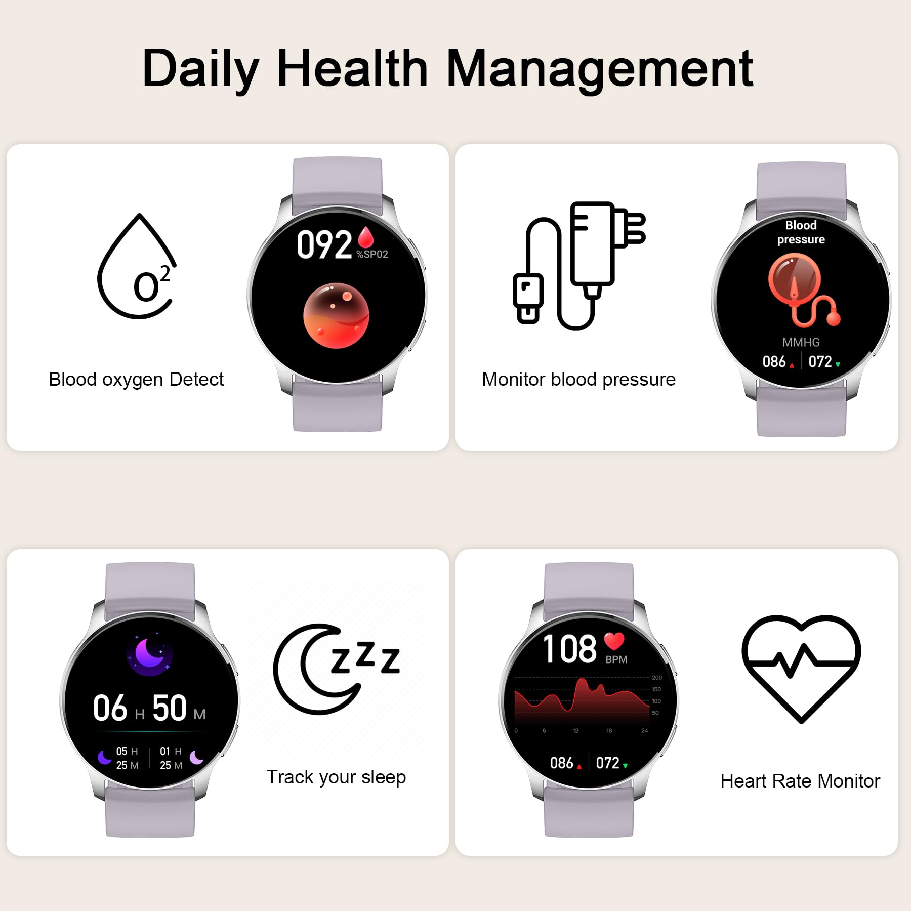 Smartwatch Uomo Donna con Chiamate e Risposta, Notifiche Messaggi, 1,32" Orologio Fitness Digitale, 20 Sportivo SpO2 Sonno Cardiofrequenzimetro, Android iOS Smart Watch Cronometro Contapassi