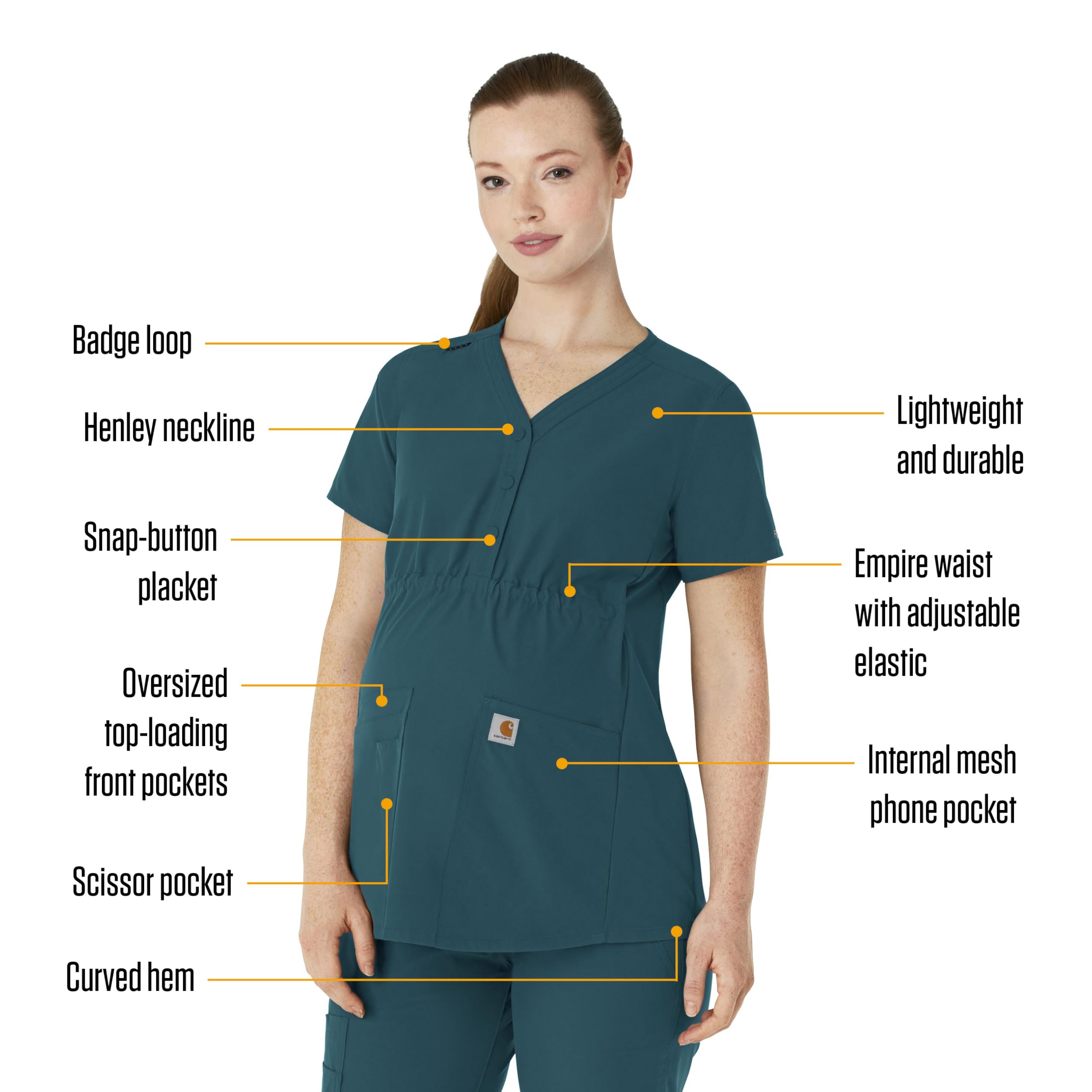 Carhartt Damen Scrub Top Henley Umstands-Kasack für Damen (1er Pack)