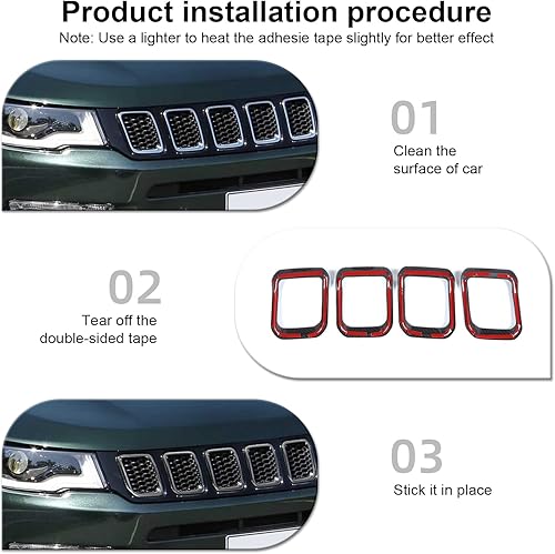 Miniatura 5 de CheroCar para Jeep Compass Rejilla Insertos Cubierta de parrilla delantera Accesorios exteriores para Jeep Compass 2021-2023, fibra de carbono..