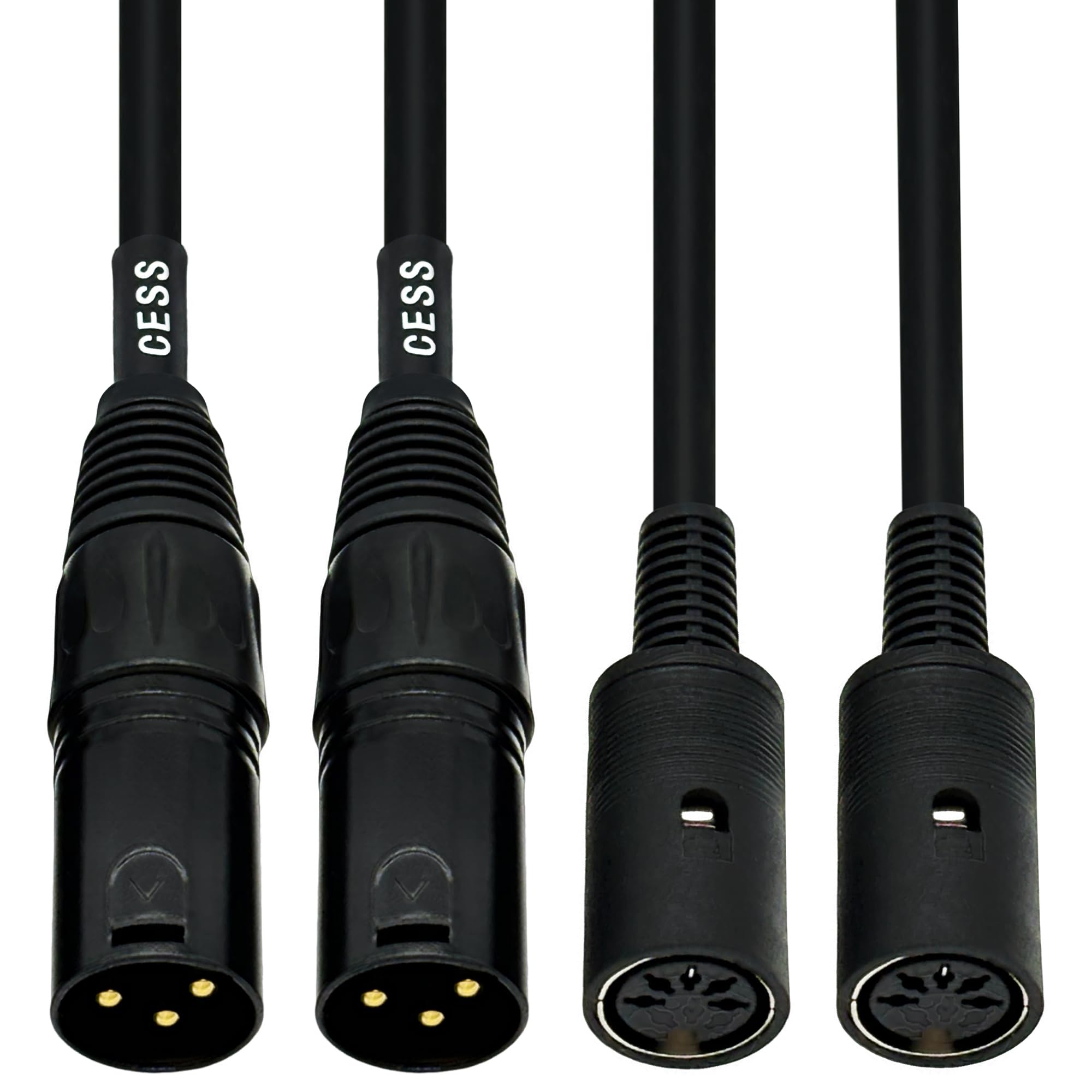 CESS-279 DIN 5-Pin MIDI Femelle vers XLR 3-Pin Male Adapter Cable - 15,2 cm Convertisseur Cordon pour Synthétiseurs, Claviers, Contrôleurs, Lot de 2