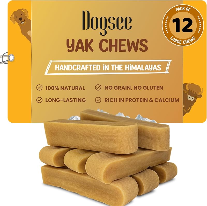 Petisco mastigável de queijo de iaque para cães Dogsee Grande, 12 barras, aproximadamente 1,36 kg