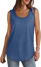 Keepink 2PC/3PC Sleeveless Tops for Women UK Multipack Tshirts Baggy Tunic Long Vests Solid Casual Cotton Tee Ladies Vest Tops T Shirts Camisole Blouses Gym Athleic Shirts Large 8-22 Sale