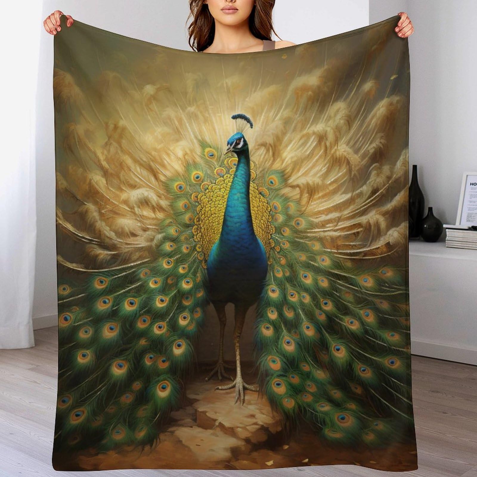 Couverture Chaude et Confortable Paon pour Vos Soirées Cocooning Canapé