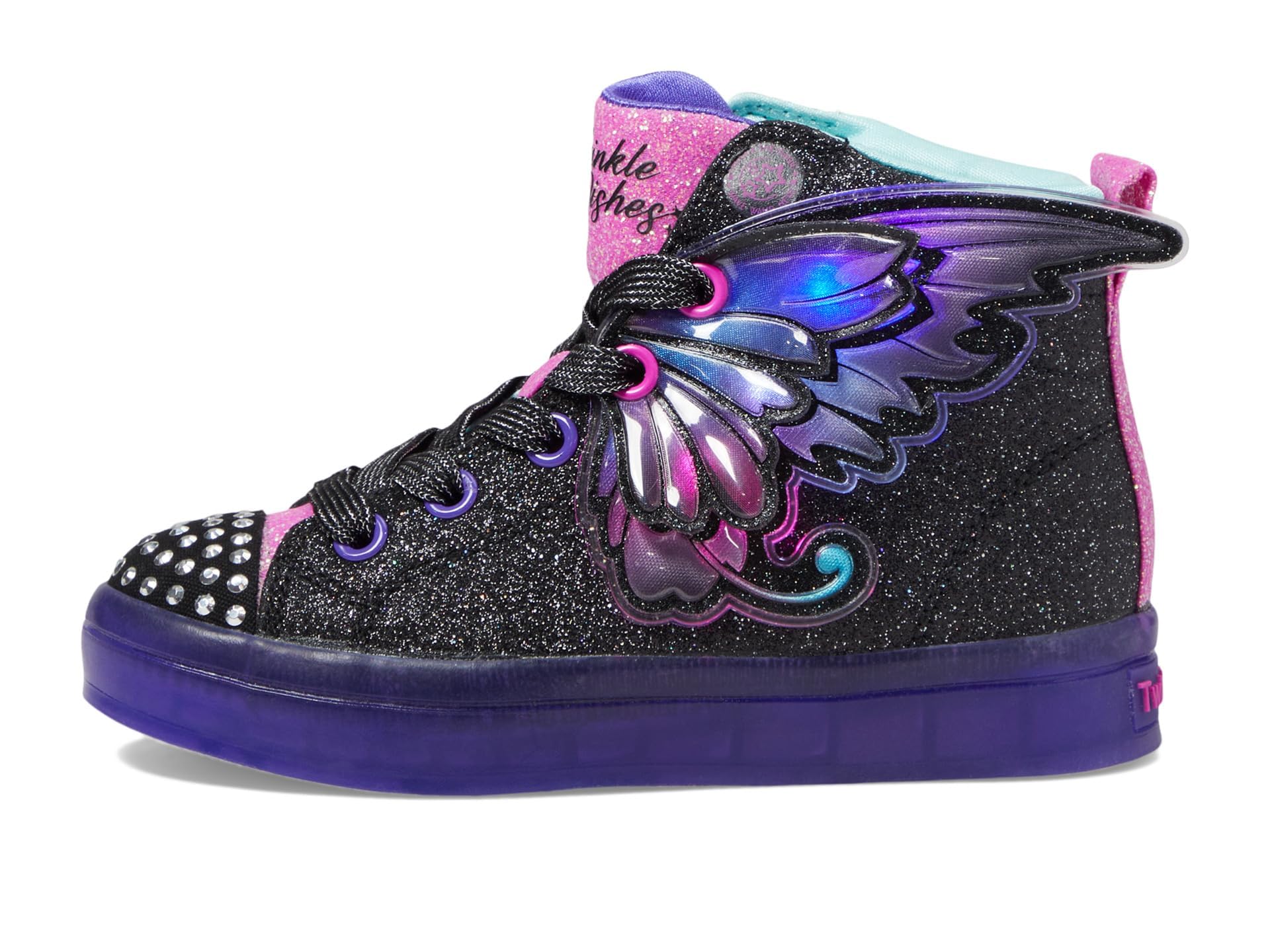 Skechers Unisex-Child TWI-Lites 2.0-Twinkle Wishe Sneaker, Black/Multi, 1.5 Little Kid