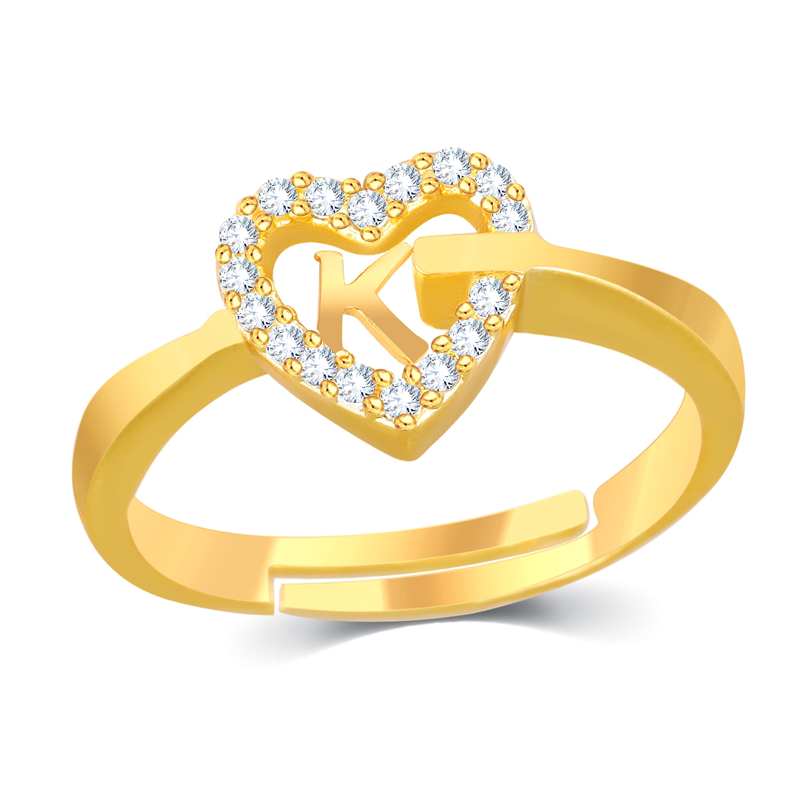 Valentine gift Jewellery Stylish Heart Shape Golden Proposal i love you Name Alphabet Letter Initial K Rings for girls women girlfriend Men Boys Couples American diamond Crystal Gold Plated Ring Set (B09R1Z7PVL) Amazon Price History, Amazon Price Tracker