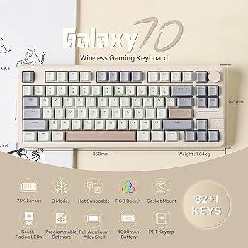 【美品】EPOMAKER Galaxy70 無線ゲーミングキーボード 75%配列 Amazon.com: EPOMAKER Galaxy70 Wireless Gaming Keyboard, 75