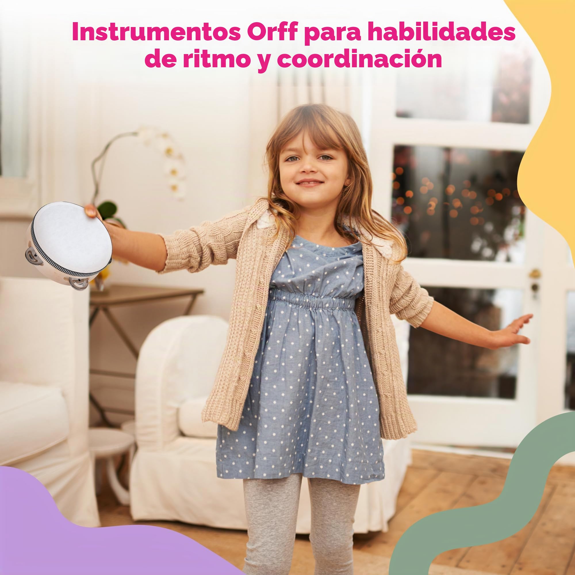 Stoie’s Set de Instrumentos Musicales para Niños – Instrumentos de percusión de Madera para niños de 1 a 3 años, xilófono, pandereta, Maracas, Juguetes Musicales para niños de 3 a 5 años