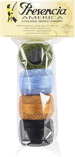 Colonial Needle Bertie's Spring Presencia America Perle - Muestrario de bolas de algodón (4 unidades), 77 yardas